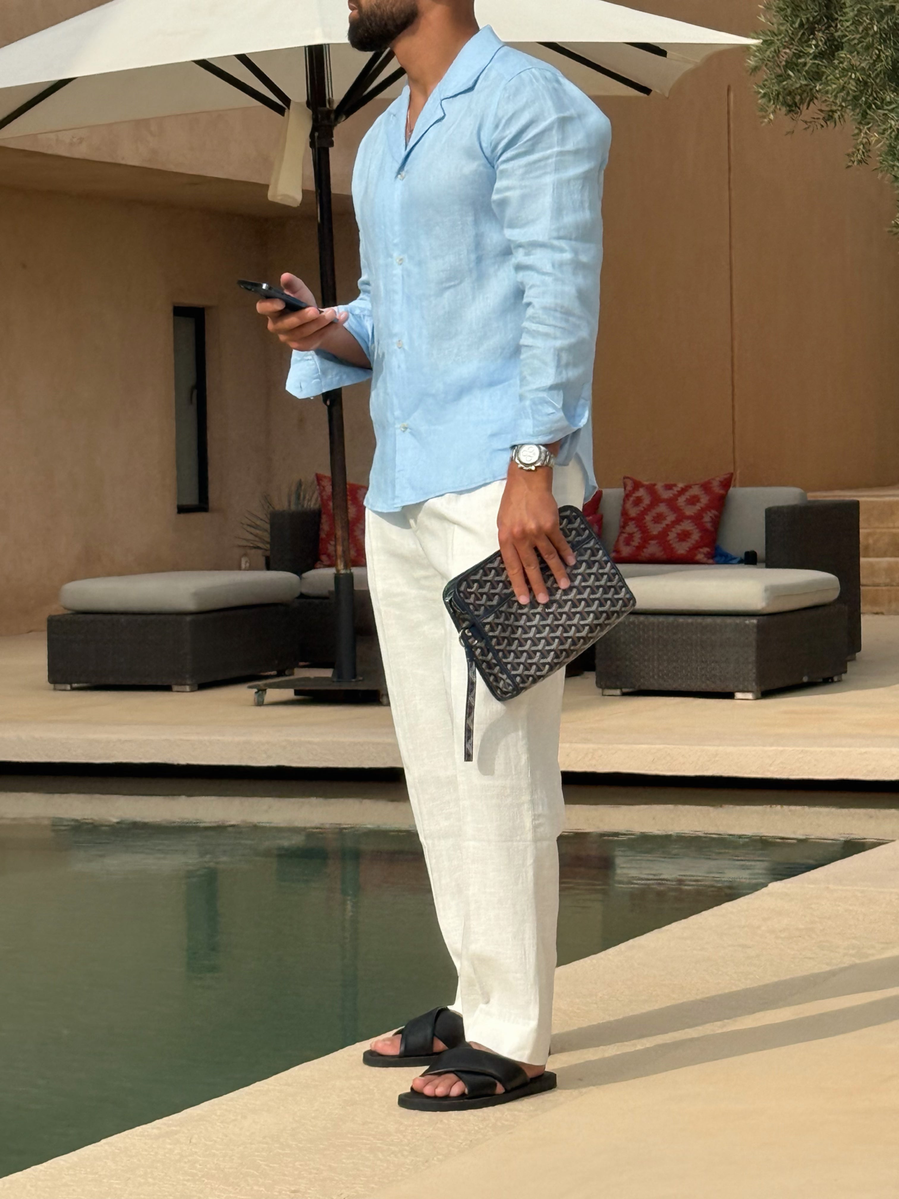RIVÉ LINEN CLASSIC SHIRT SOFT BLUE