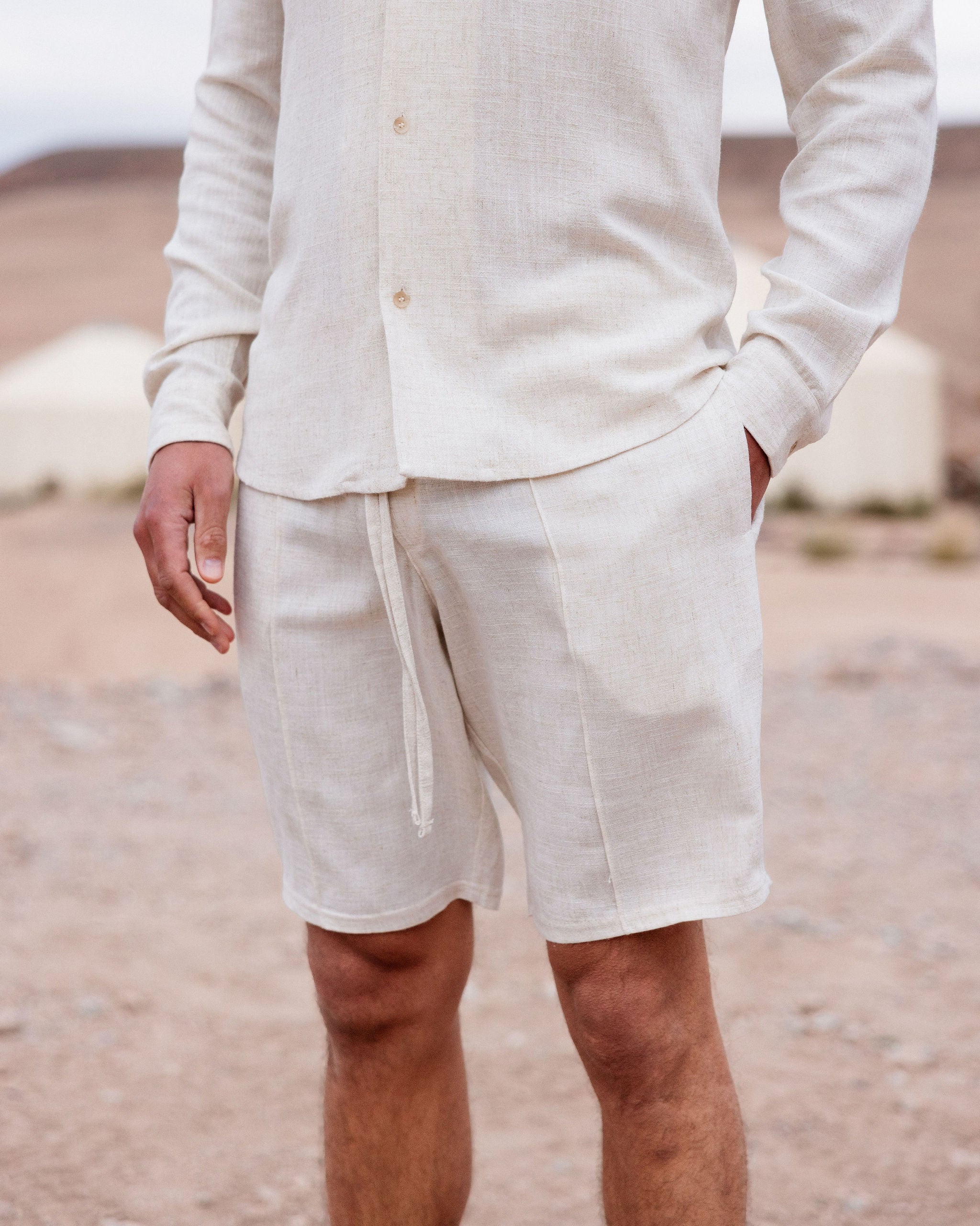 Oatmeal Linen Shorts