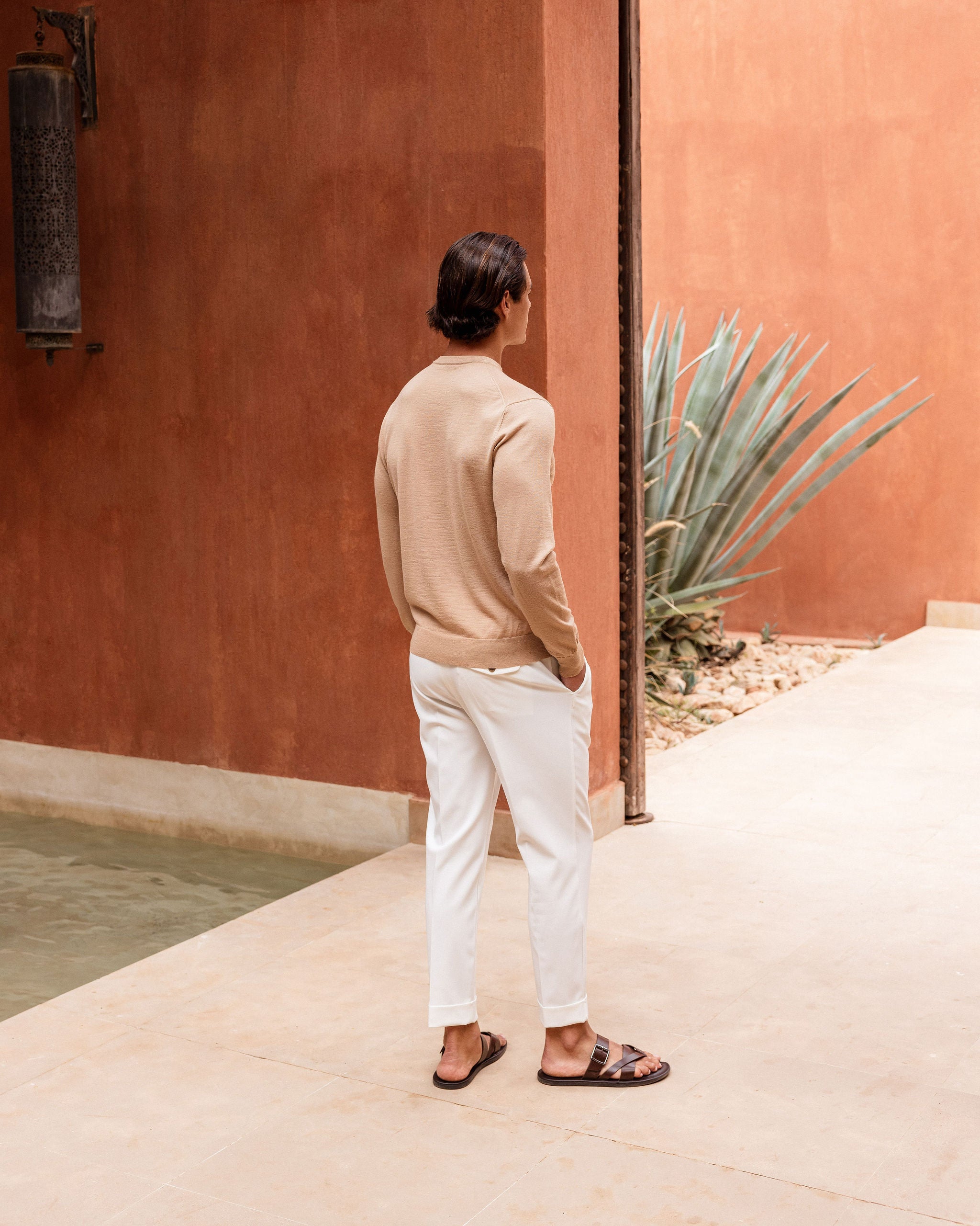 MERINO KNIT CREWNECK LIGHT BROWN