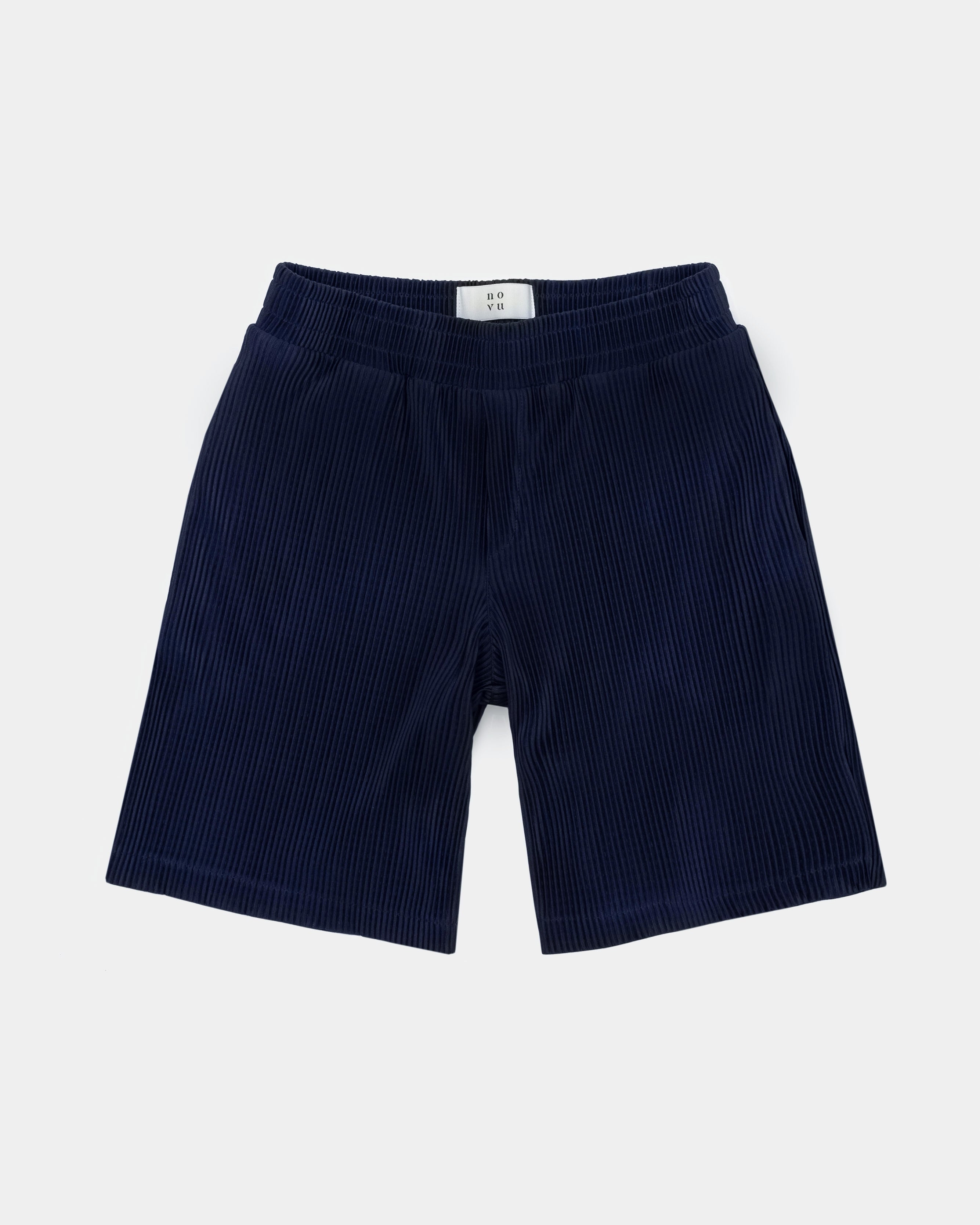 Navy Pleat Shorts