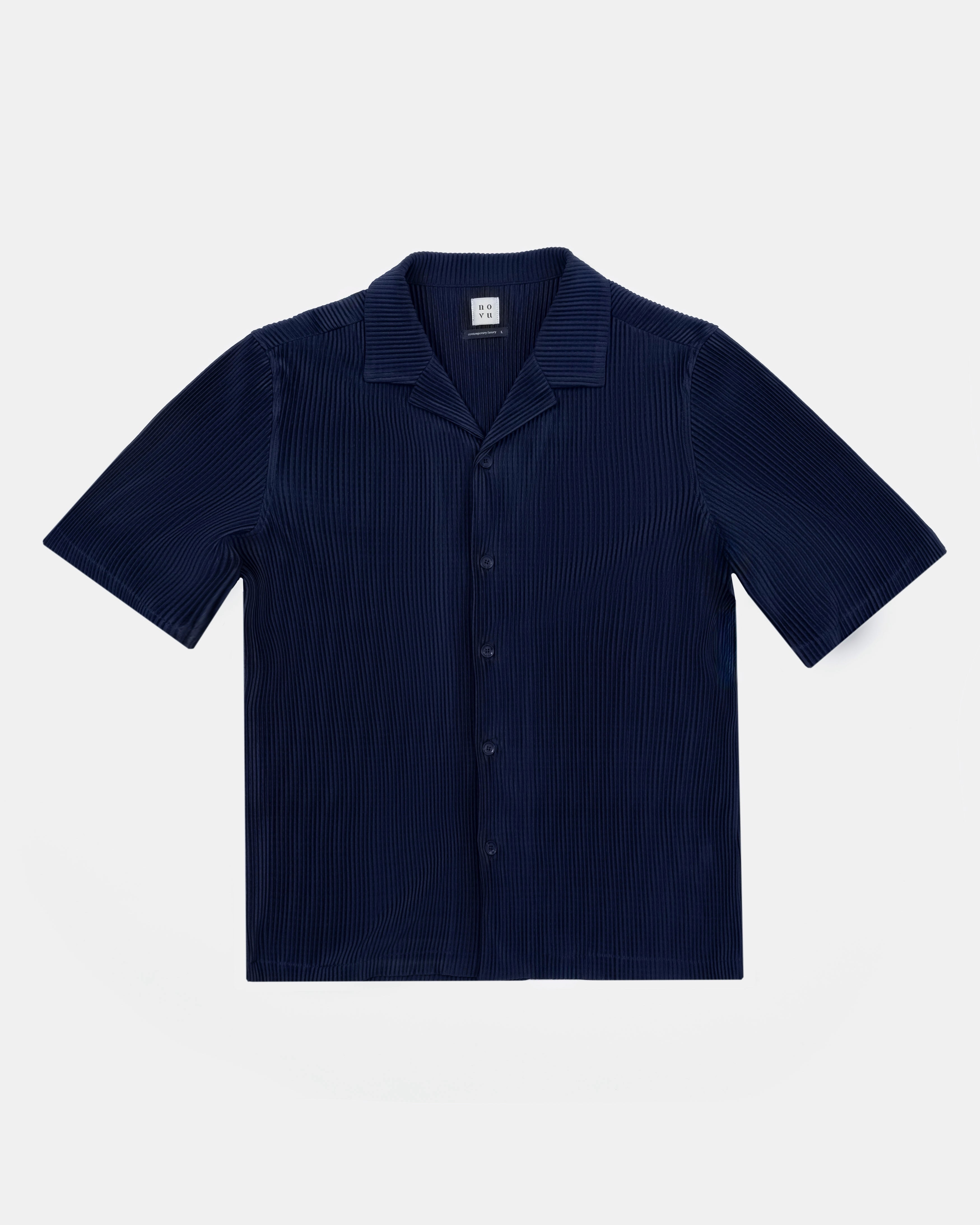 Navy Pleat Shirt