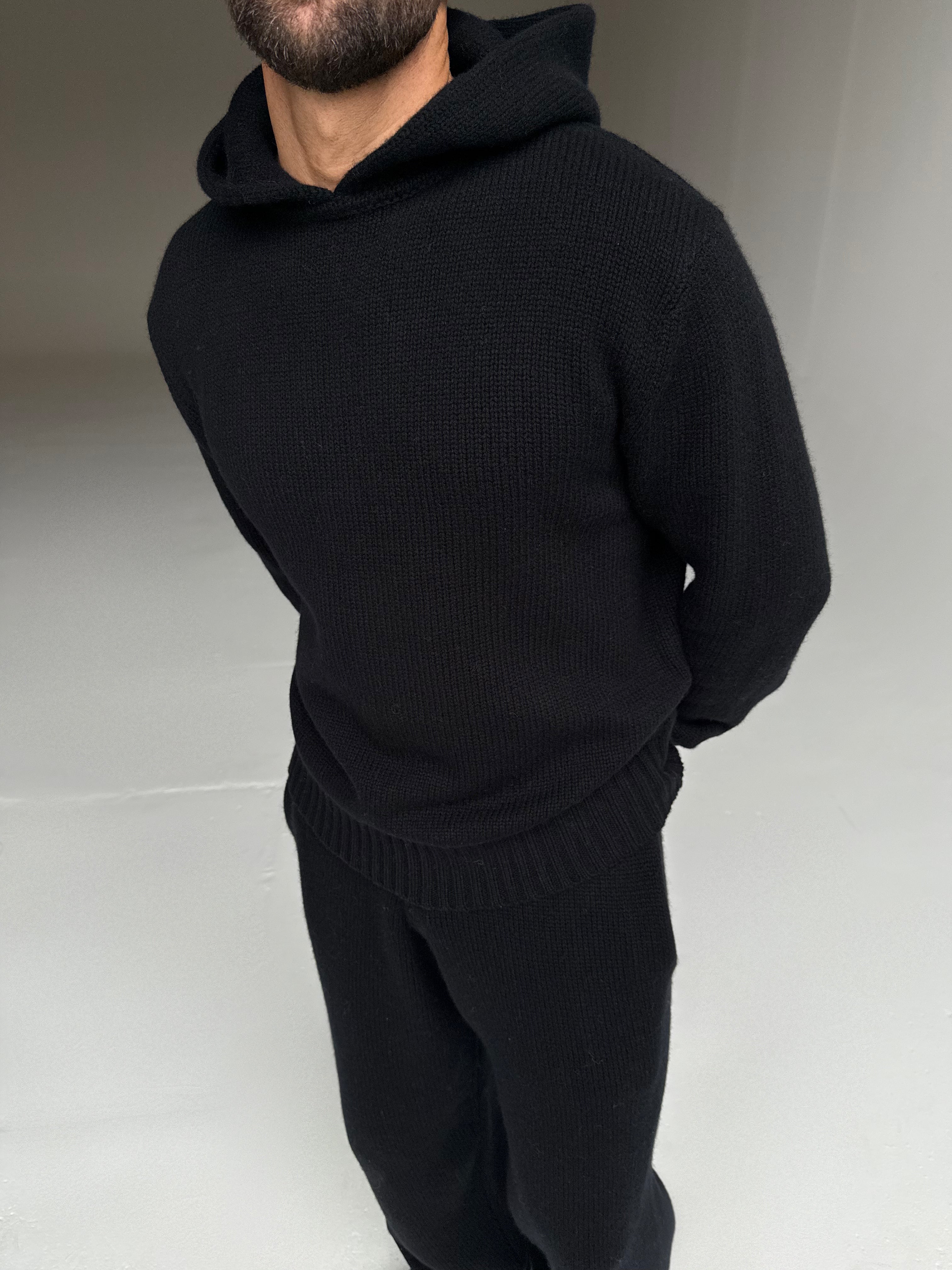 Garçon Knit Hoodie Black
