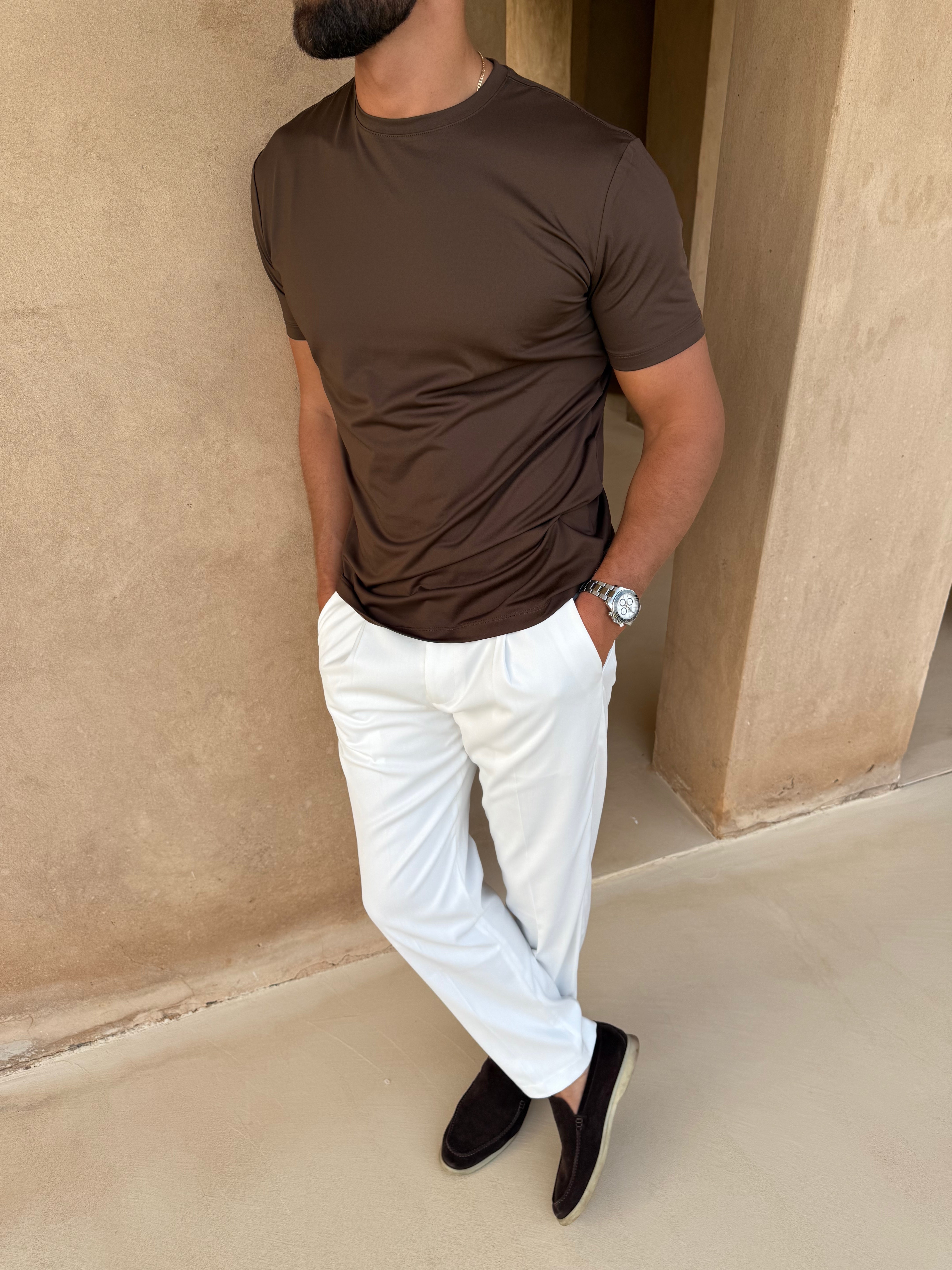 LUXE T-SHIRT SMOKE BROWN