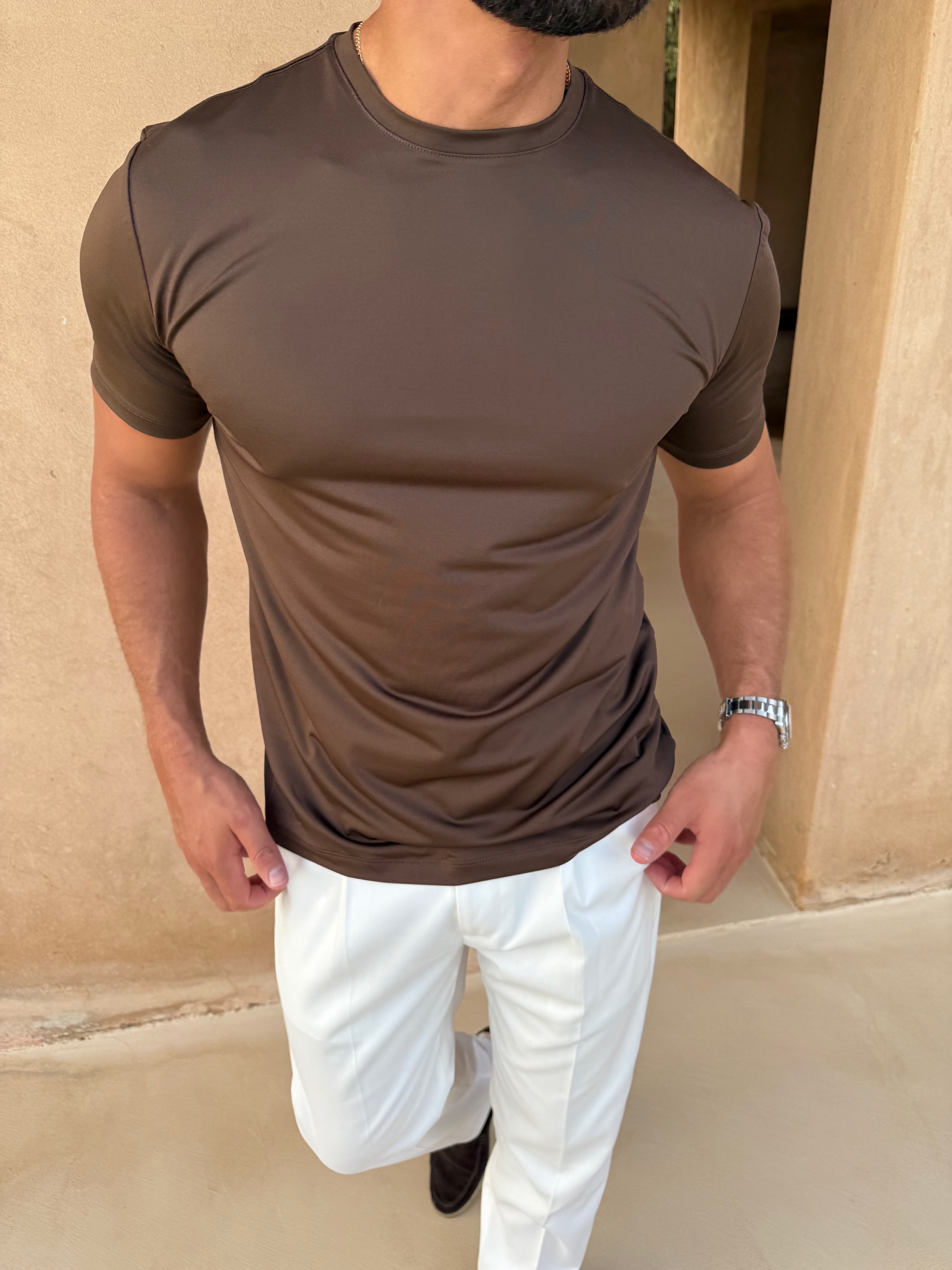 LUXE T-SHIRT SMOKE BROWN