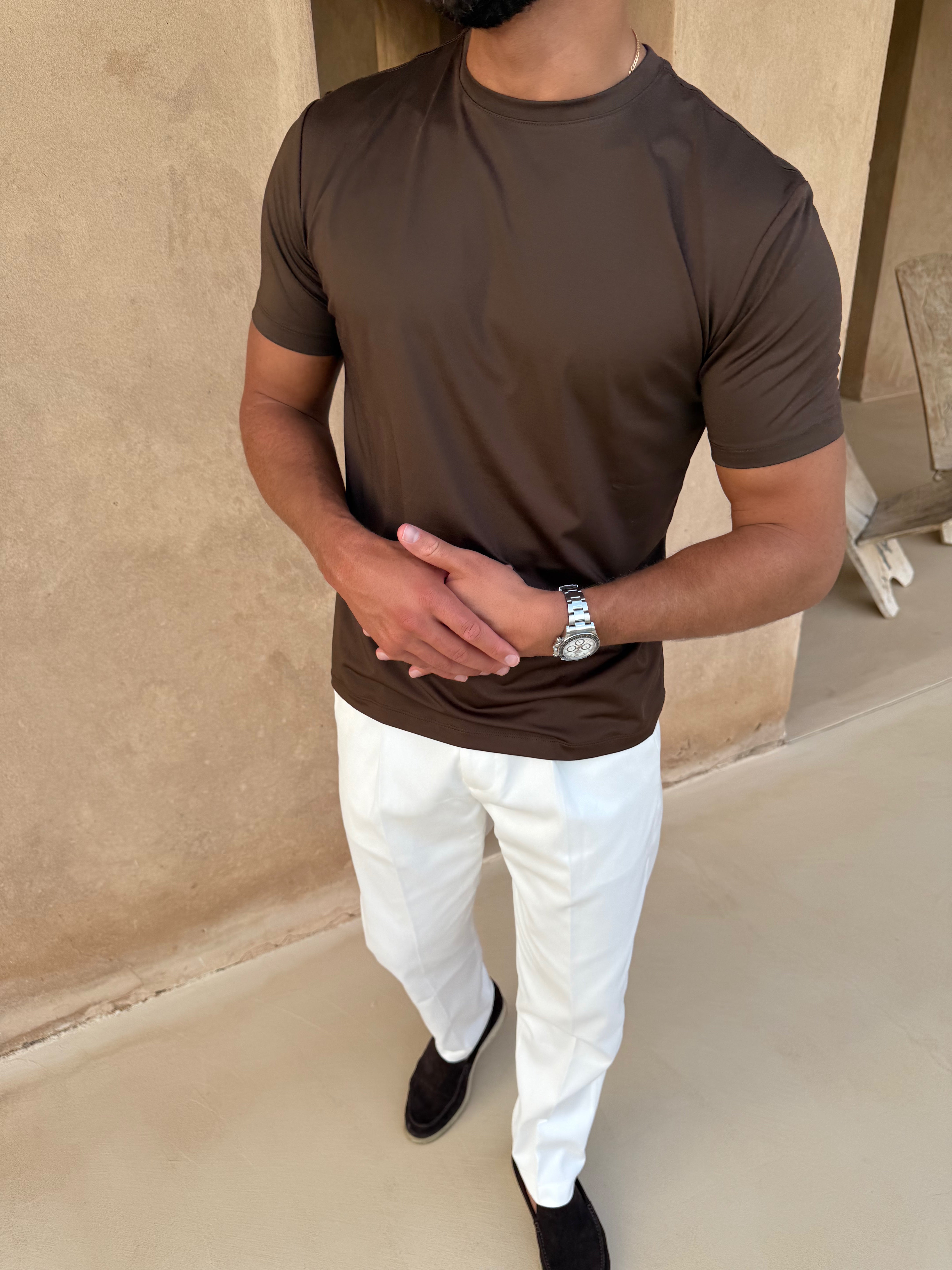 LUXE T-SHIRT SMOKE BROWN