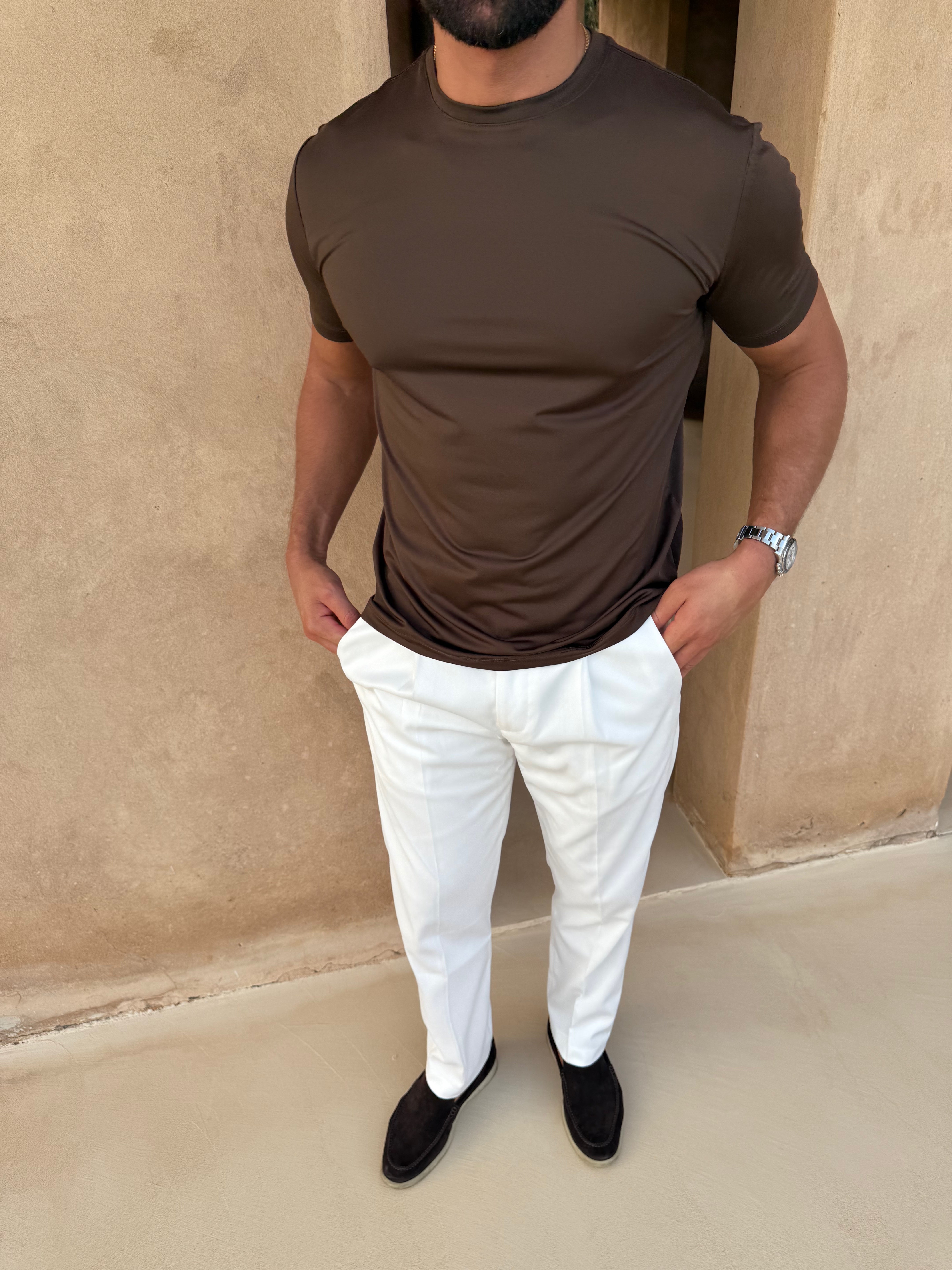 LUXE T-SHIRT SMOKE BROWN