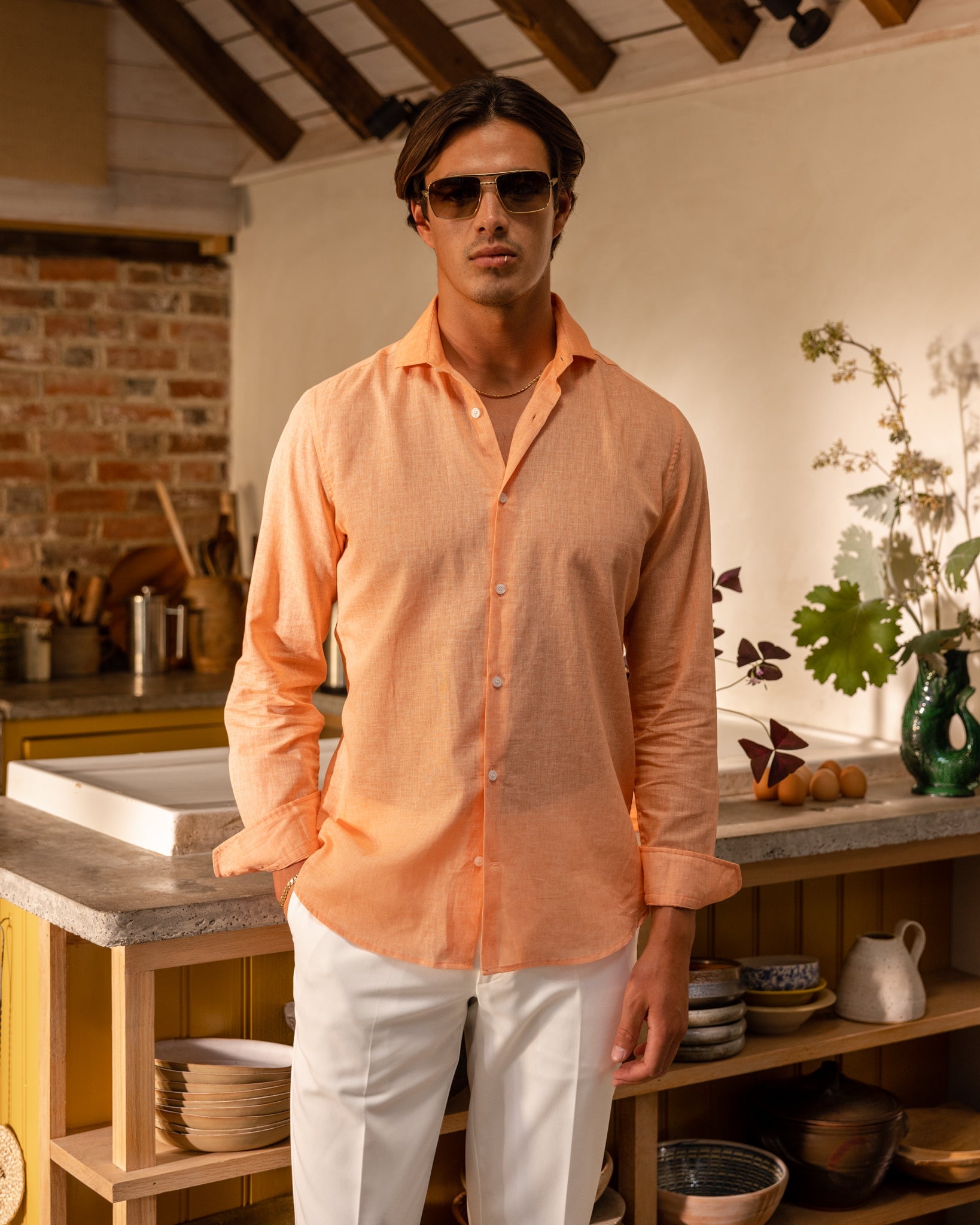 Linen Shirt Coral