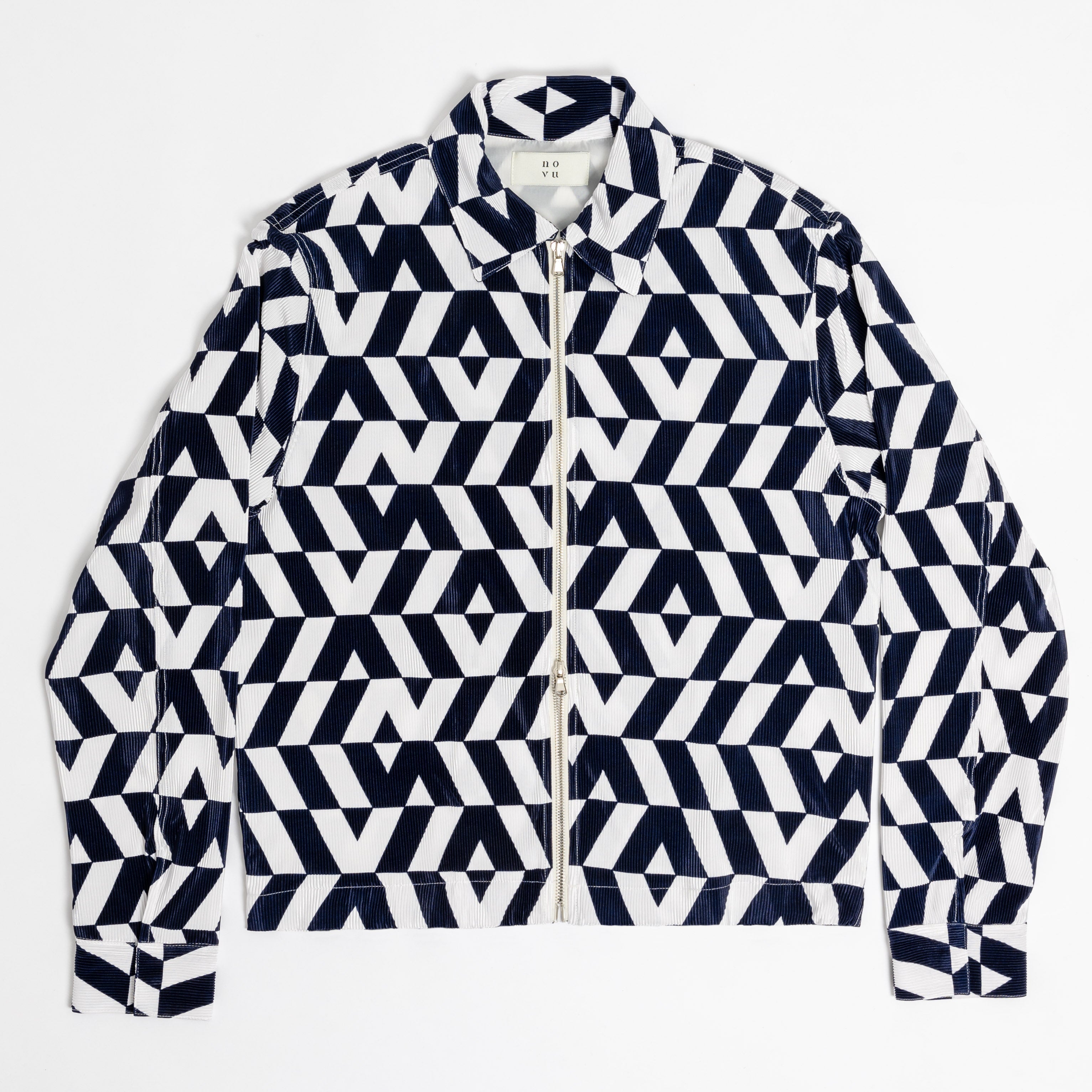 Santos Zip Pleat Jacket Navy / Ecru