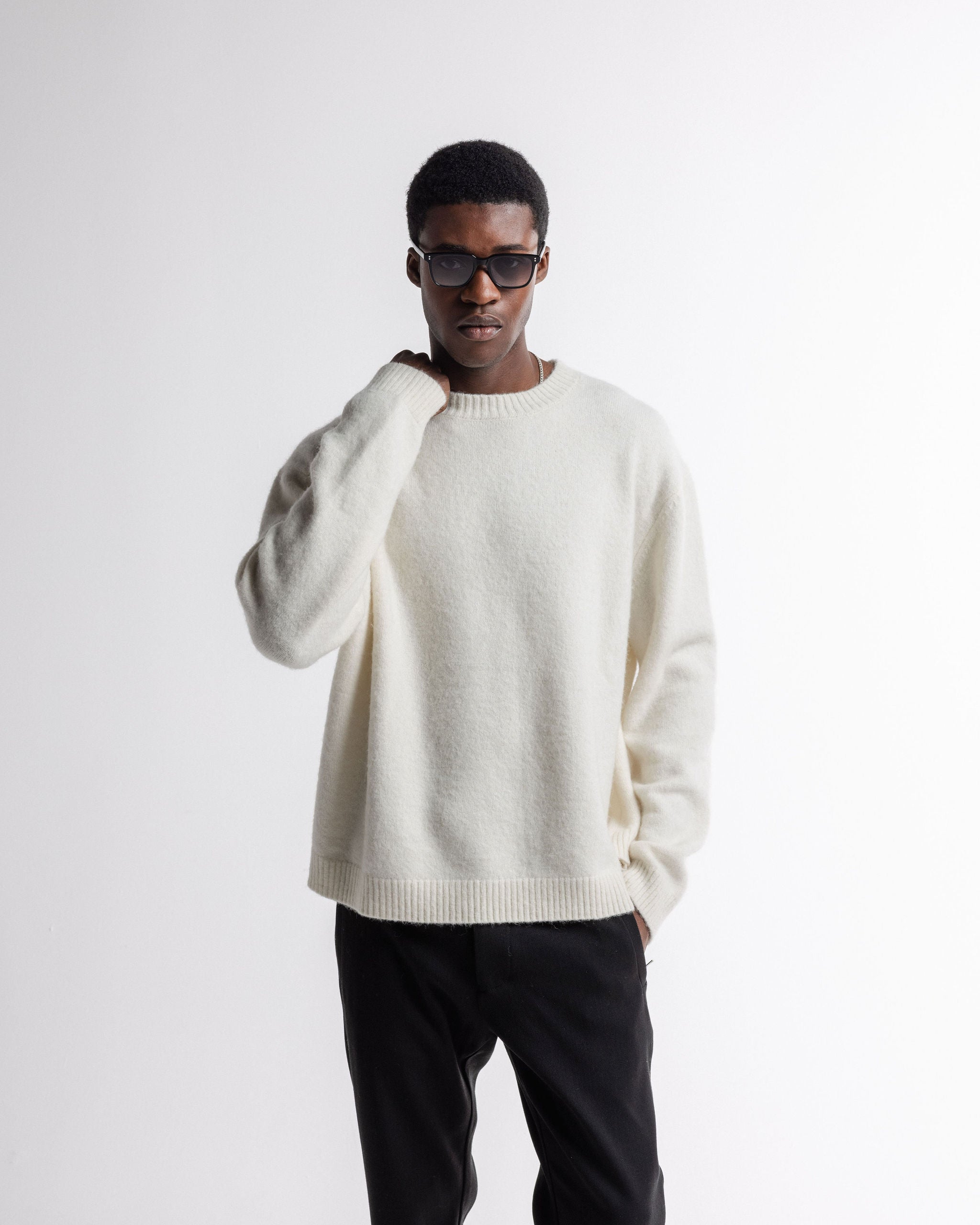 Alpaca Mohair Sweatshirt Flat White