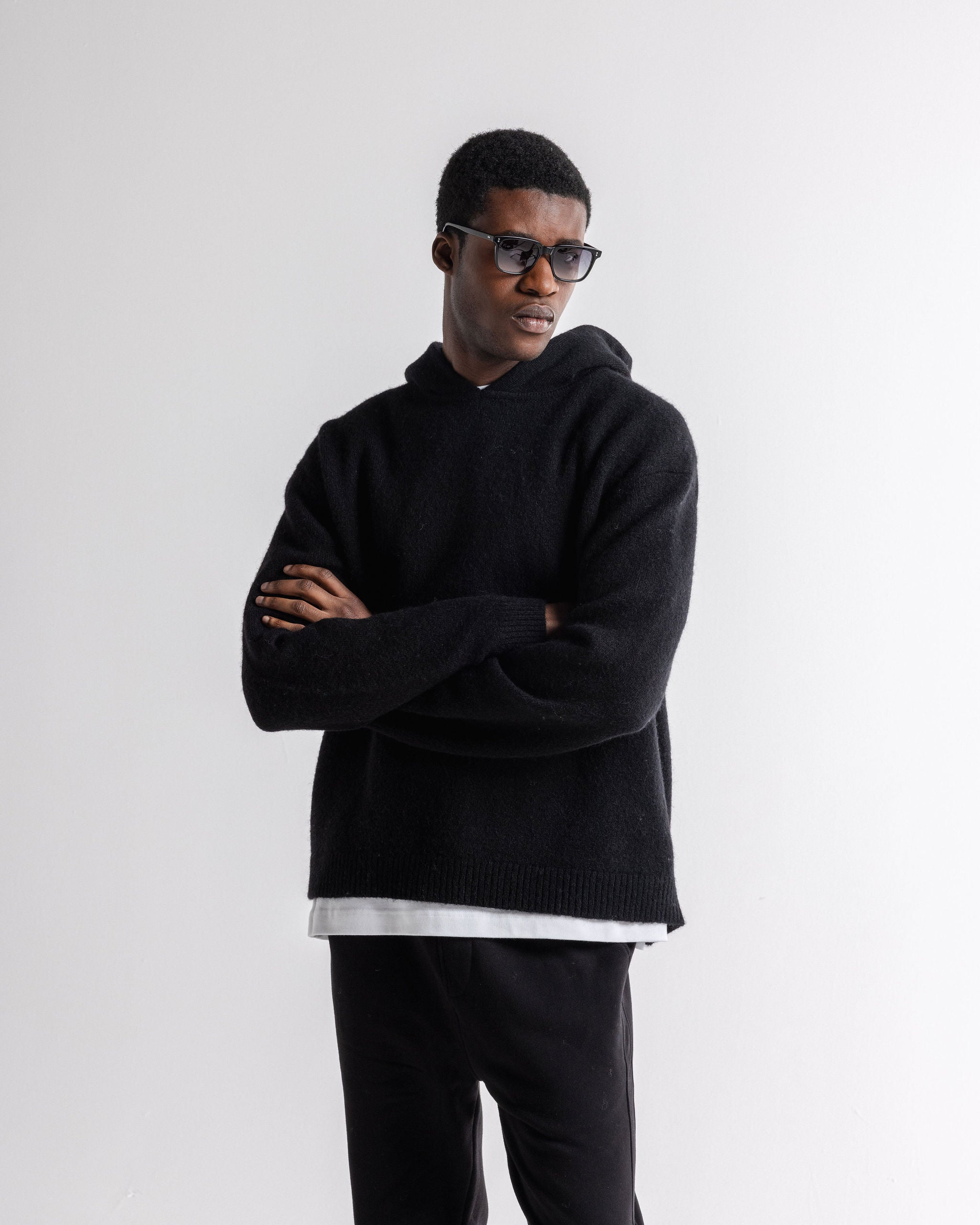 Alpaca Mohair Hoodie Black