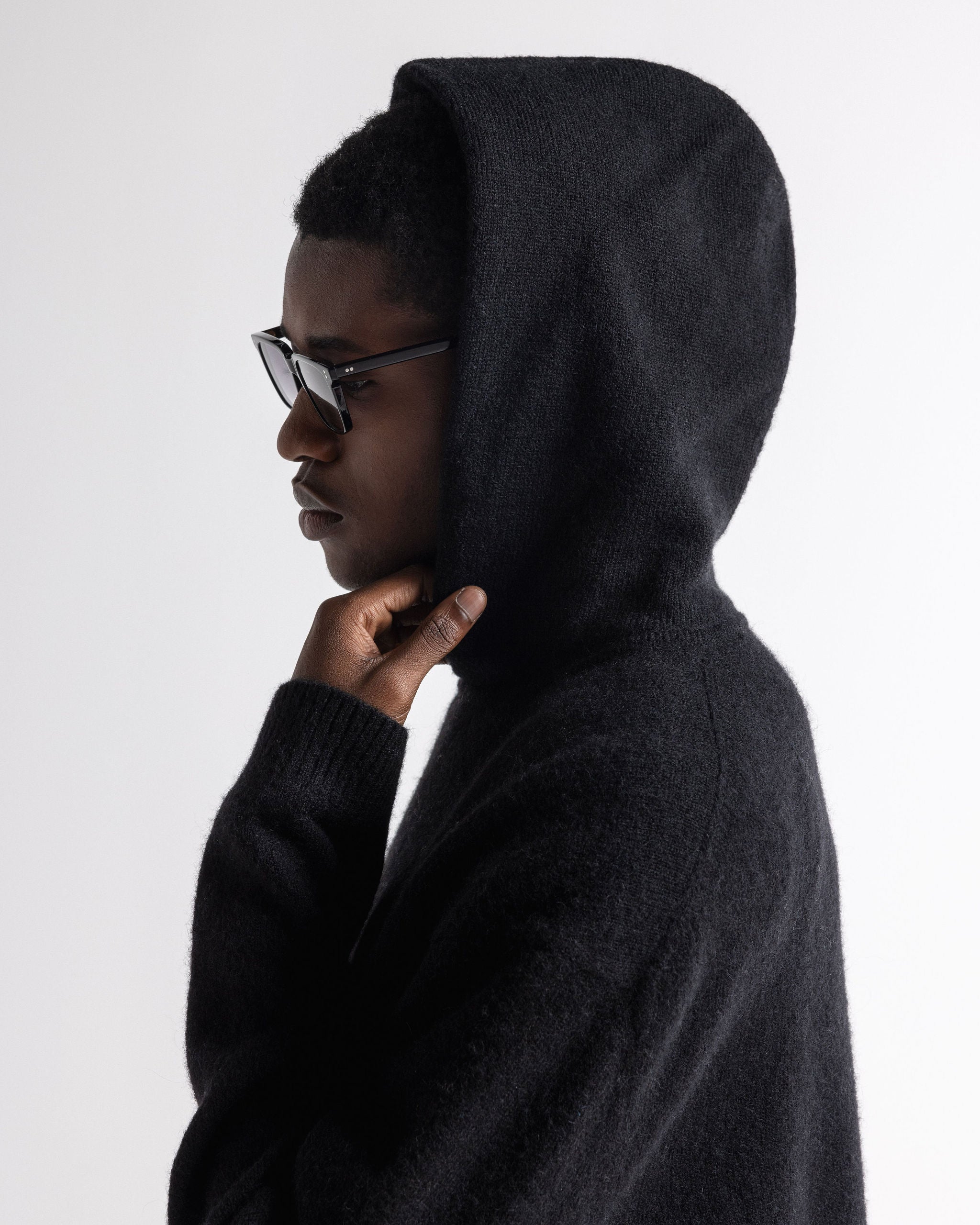 Alpaca Mohair Hoodie Black