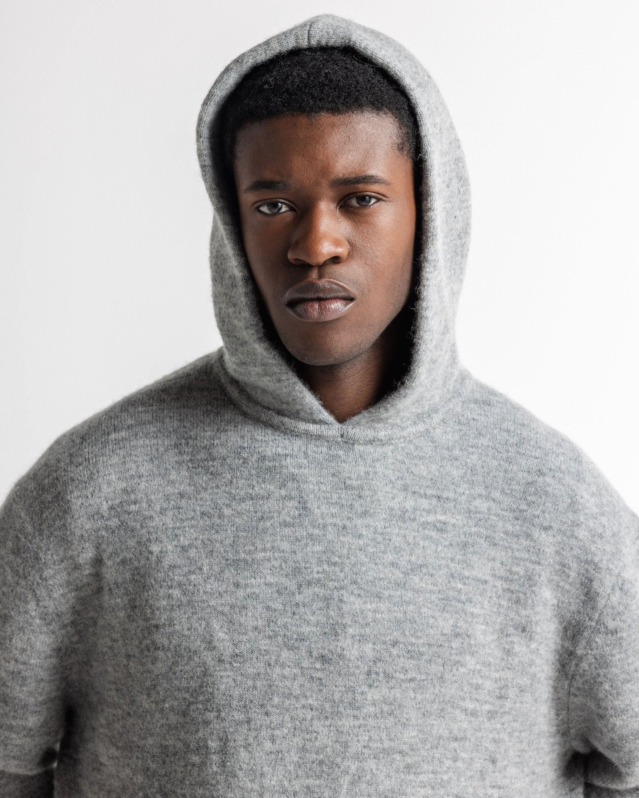 Alpaca Mohair Hoodie Grey Marl