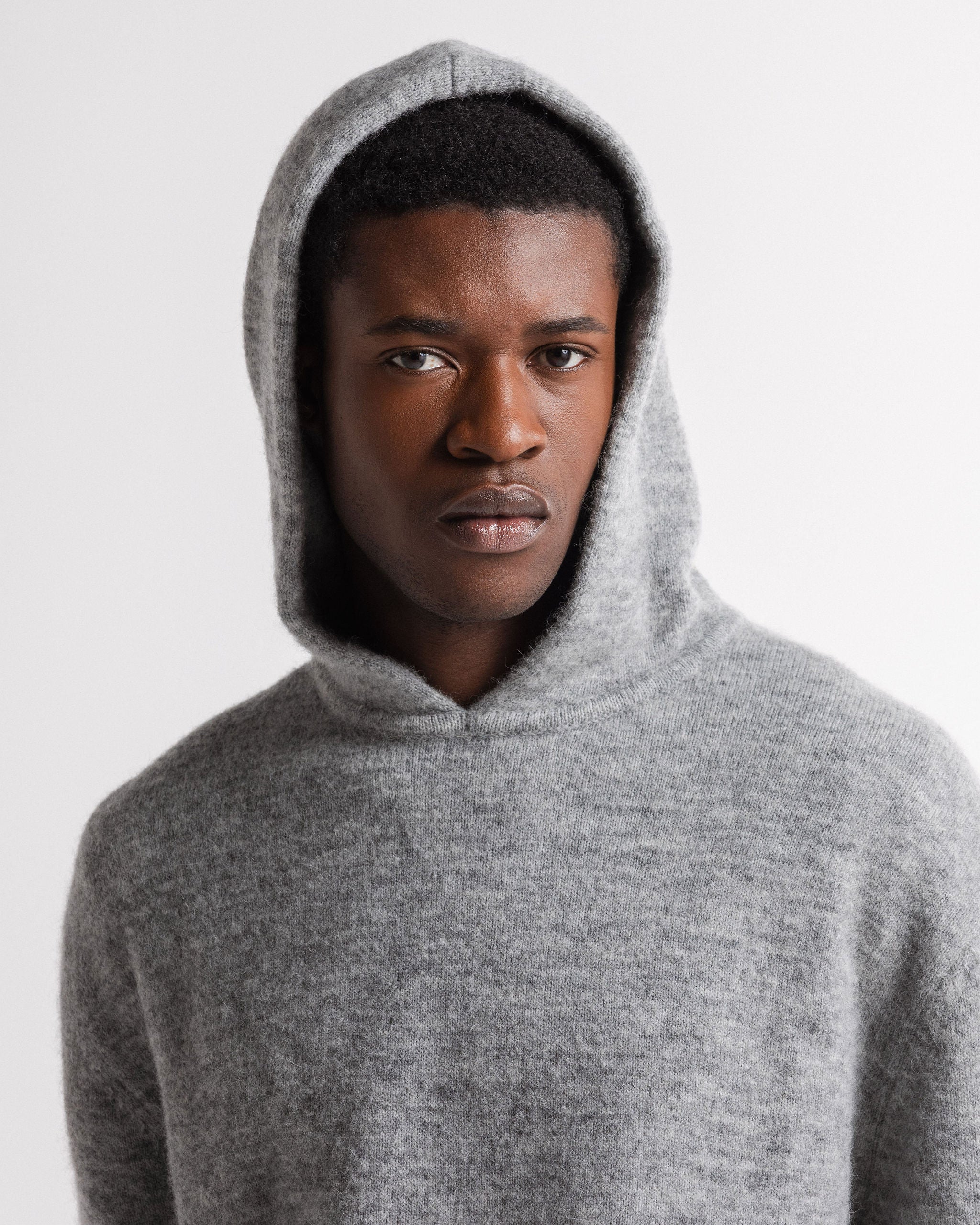 Alpaca Mohair Hoodie Grey Marl