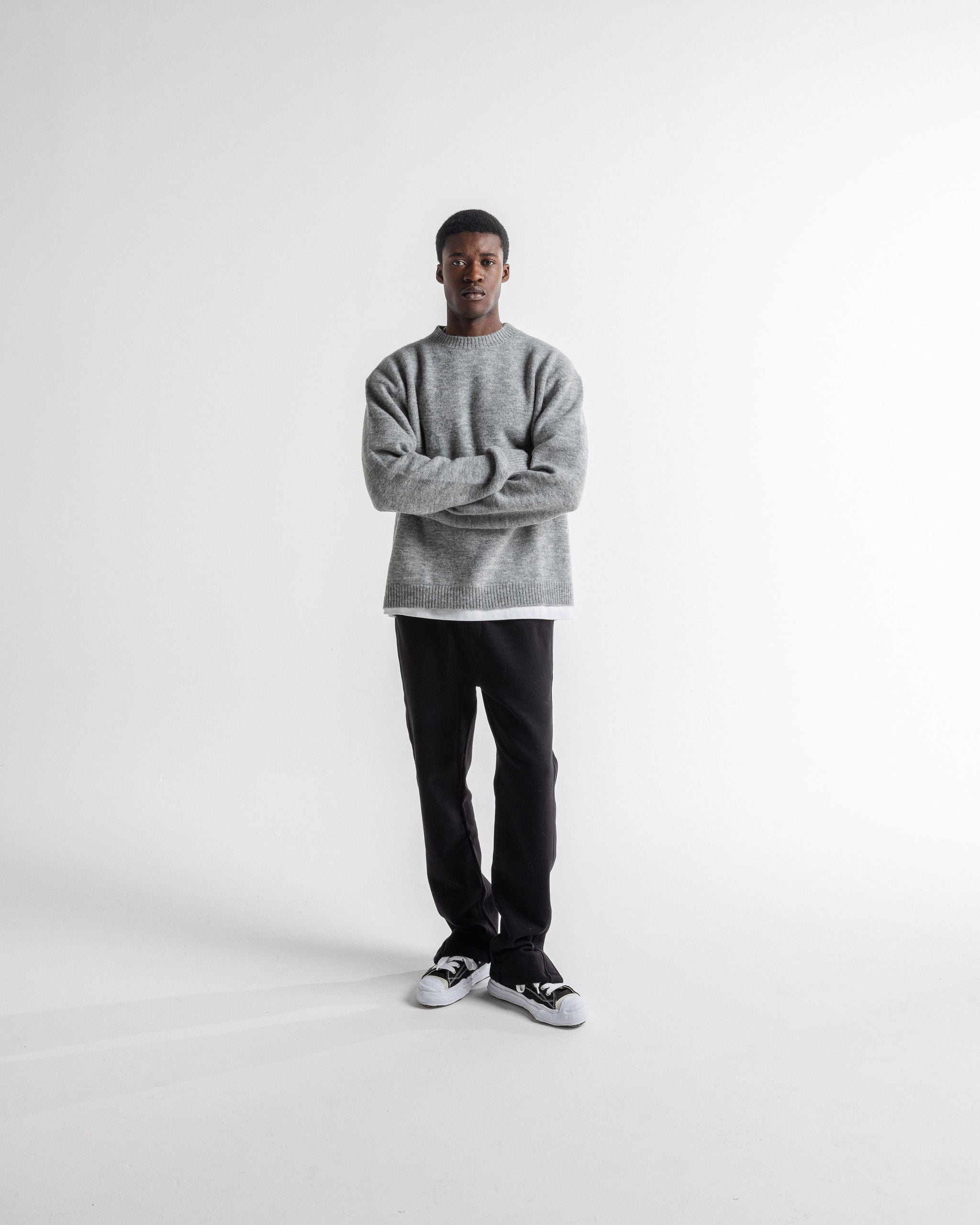 Alpaca Knit Sweater Grey Marl