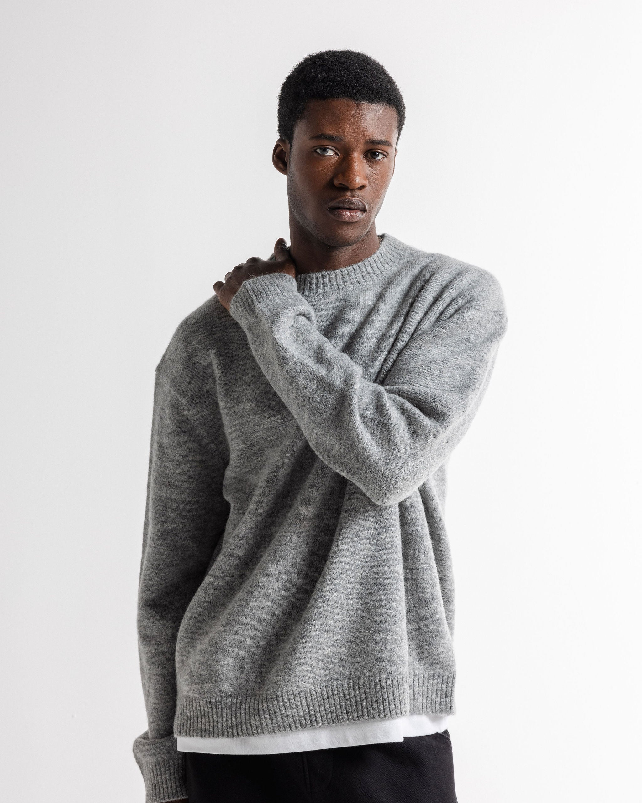 Alpaca Knit Sweater Grey Marl