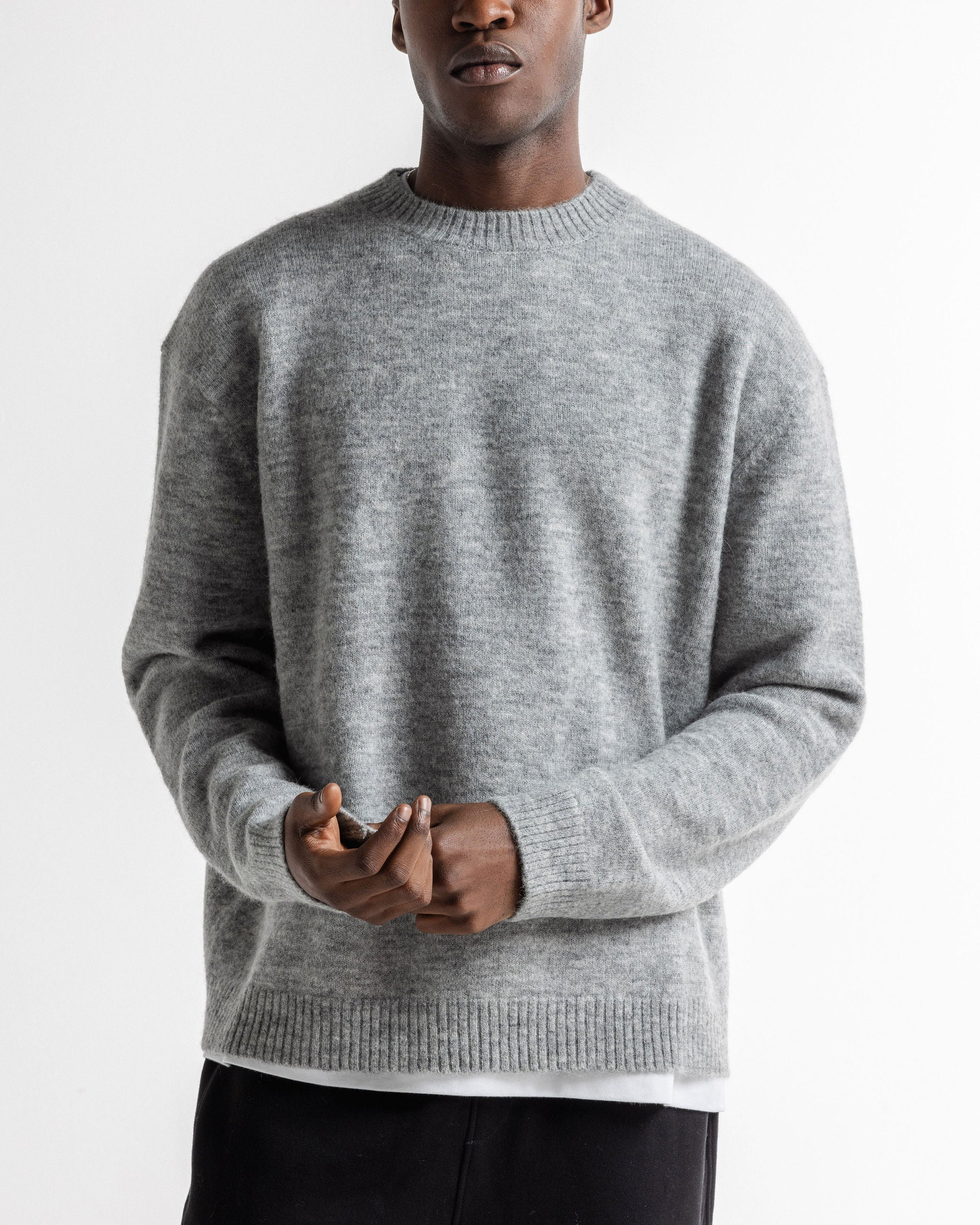 Alpaca Knit Sweater Grey Marl