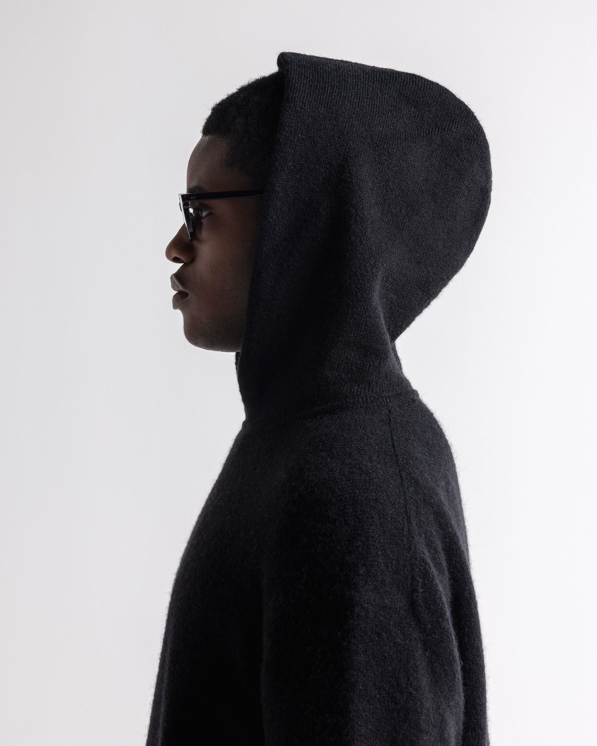 Alpaca Mohair Hoodie Black