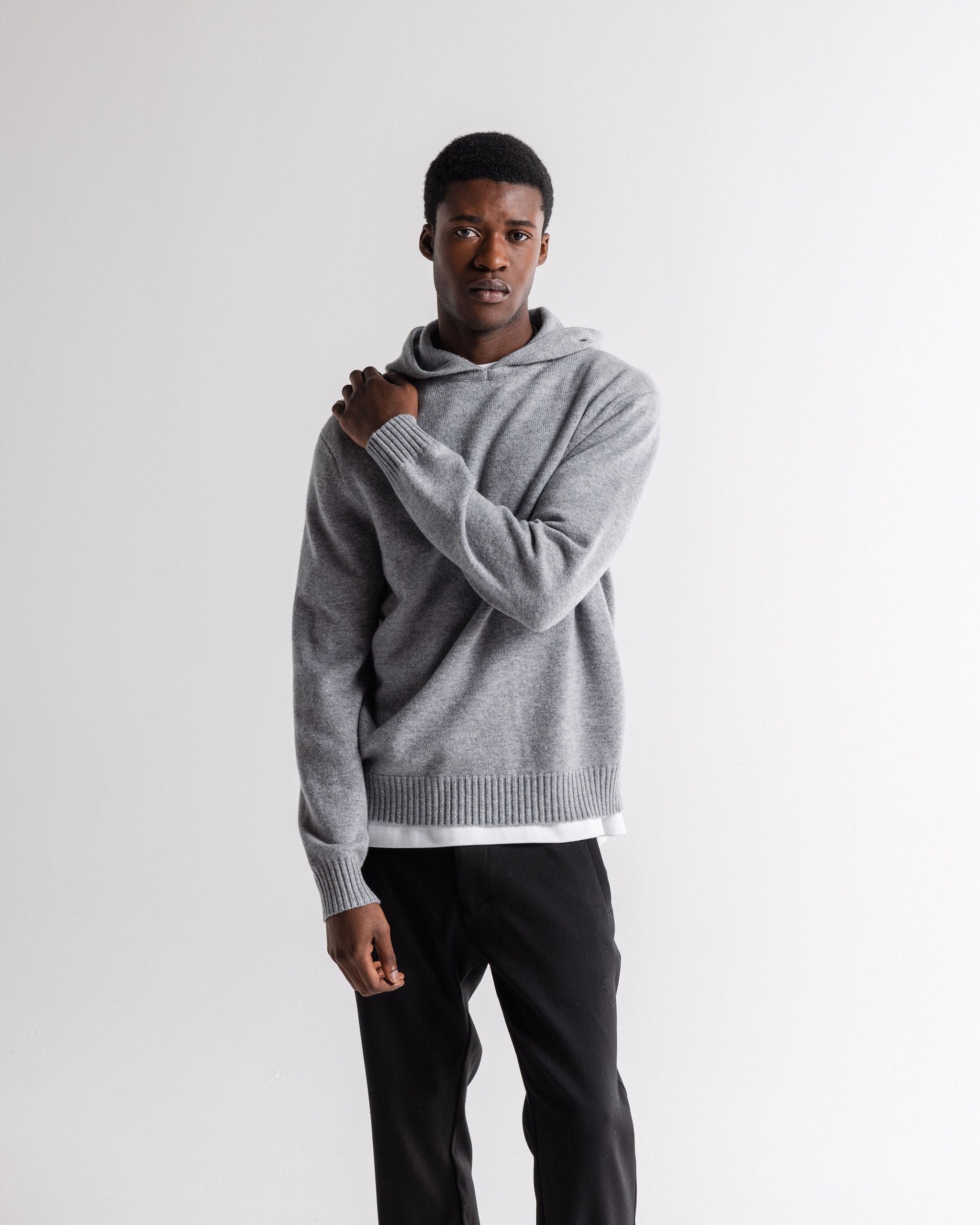 Cashmere Hoodie Grey Marl