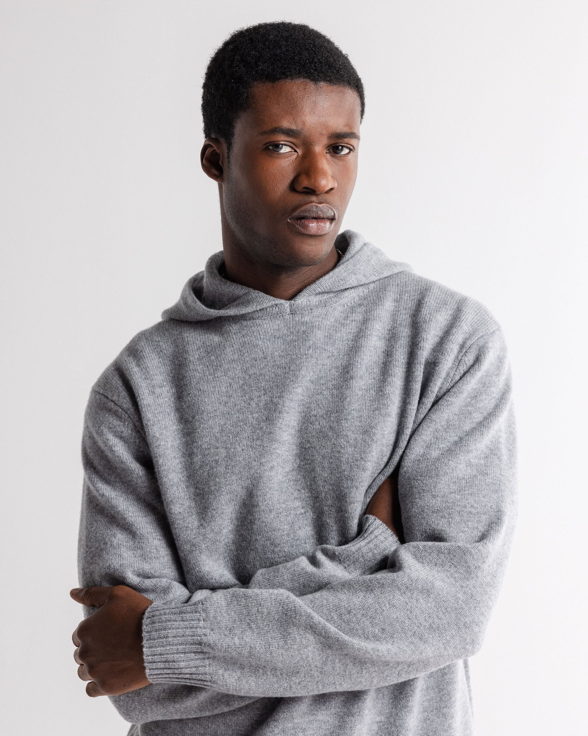Cashmere Hoodie Grey Marl