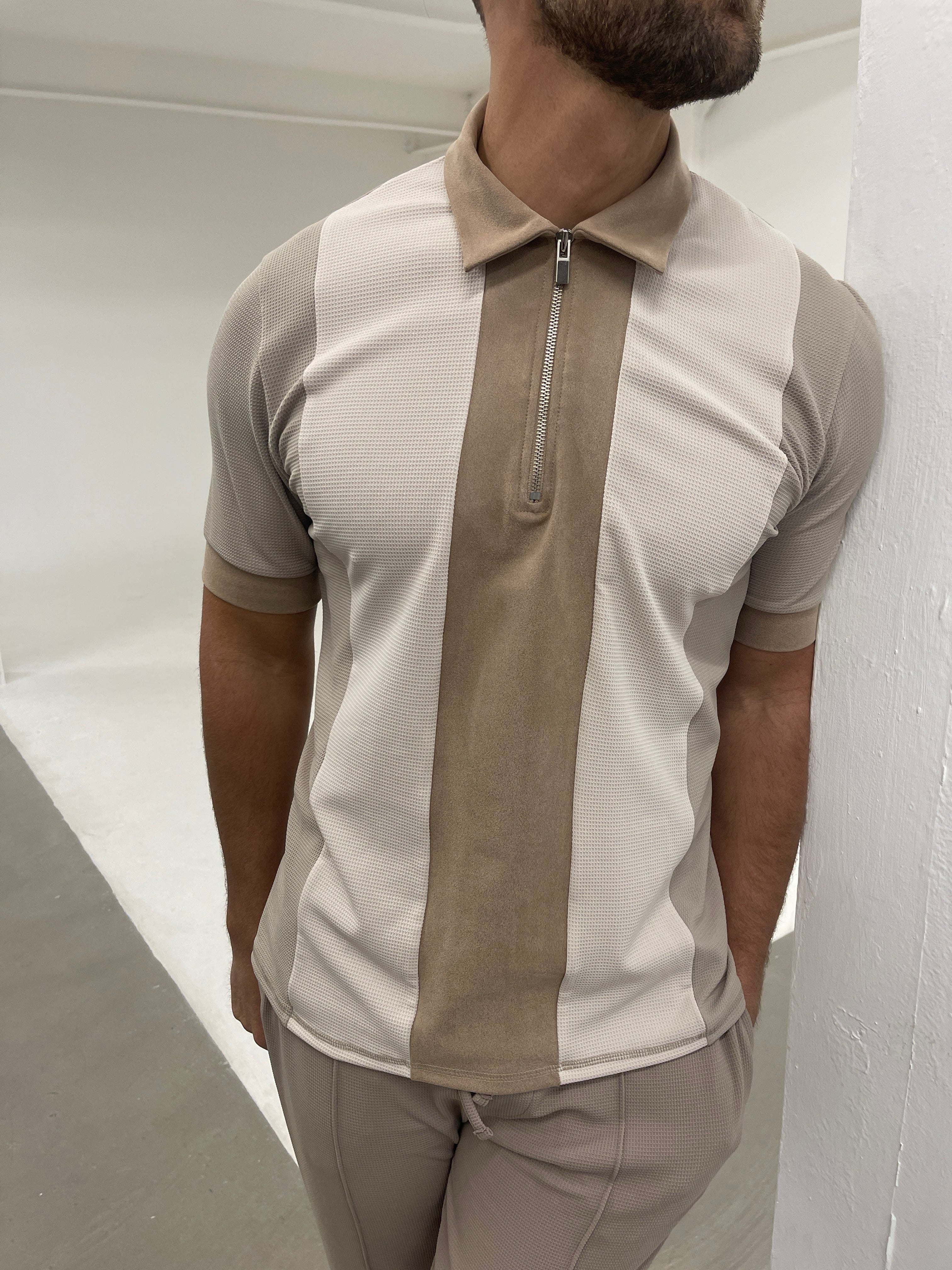 Cruz Zip Polo Beige