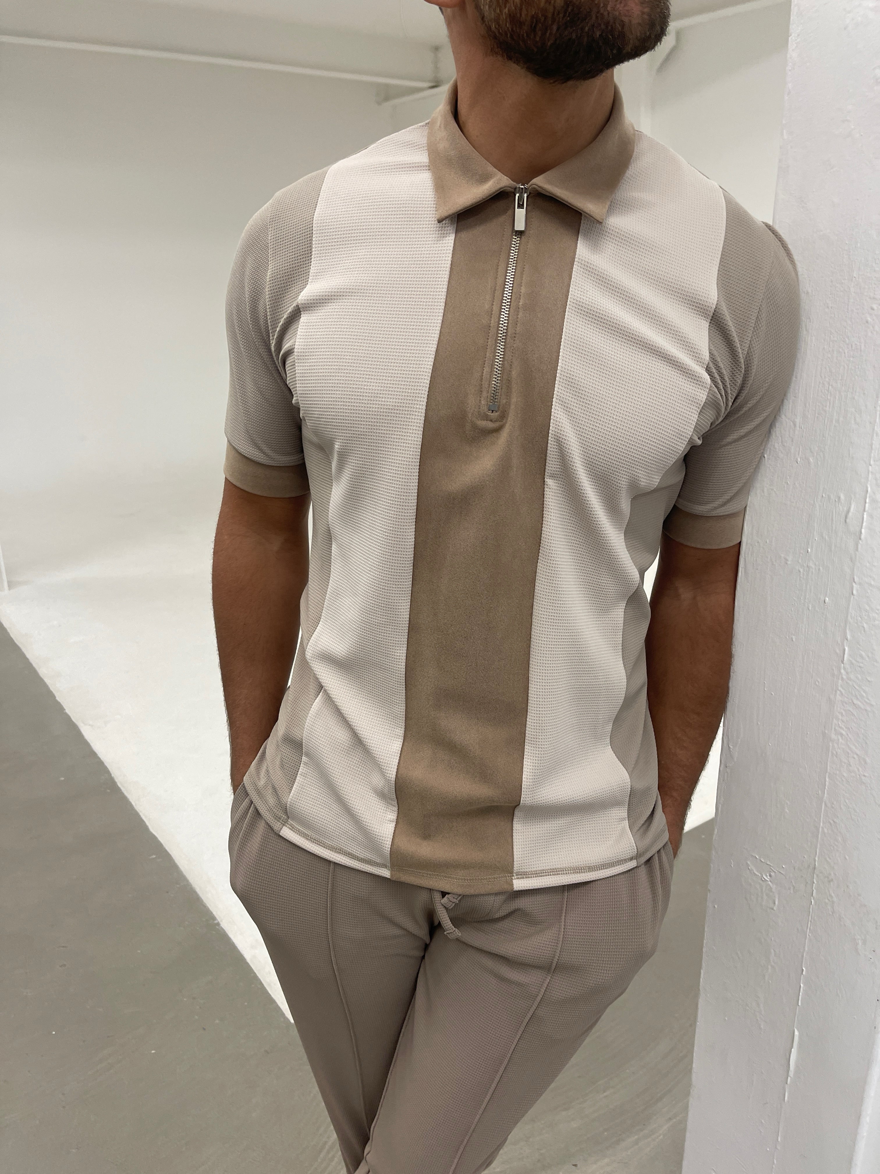 Cruz Zip Polo Beige