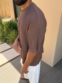 PLEAT T-SHIRT BROWN