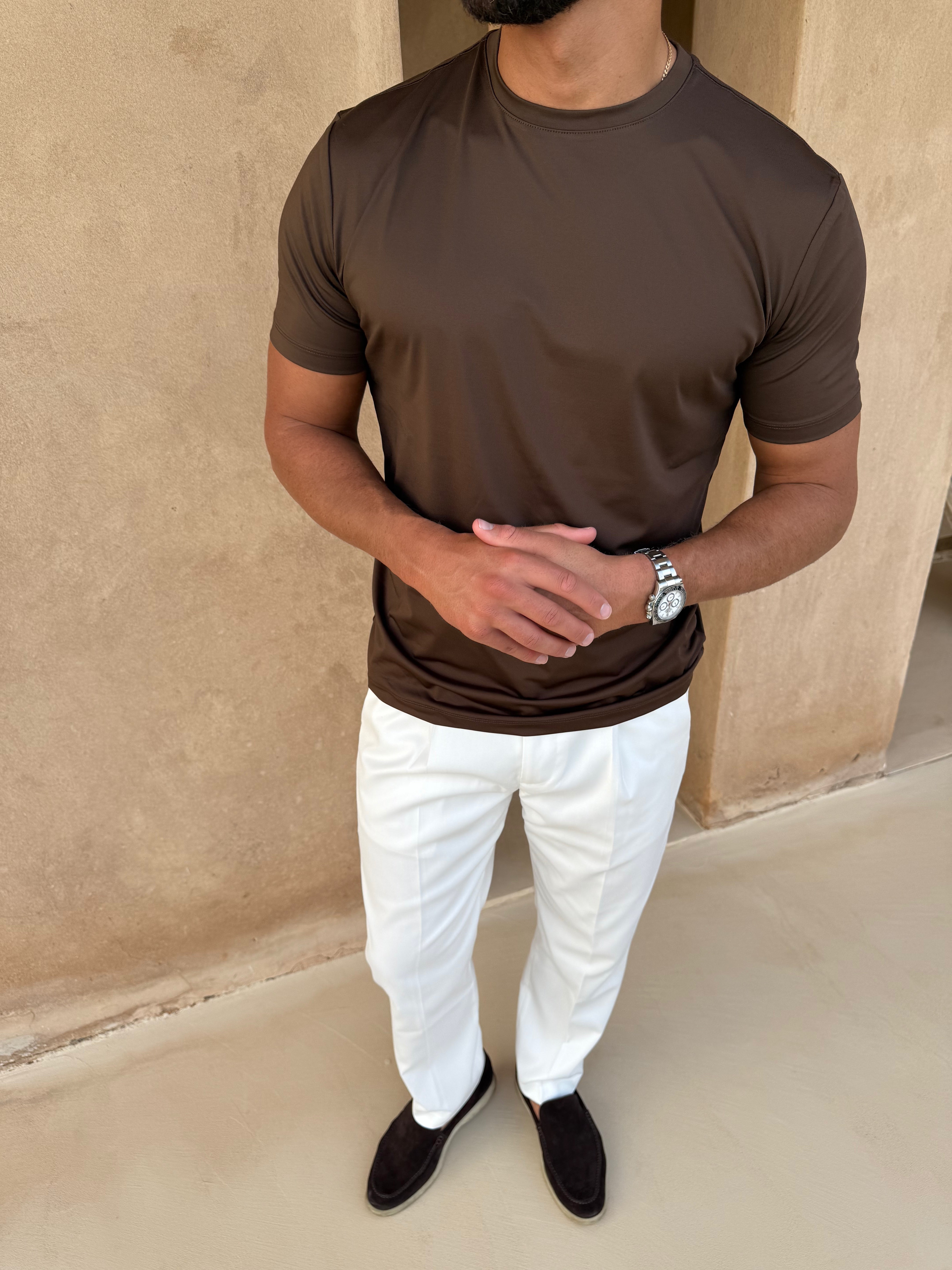 LUXE T-SHIRT SMOKE BROWN