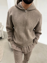 WOOL ZIP HOODIE BROWN