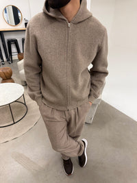 WOOL ZIP HOODIE BROWN