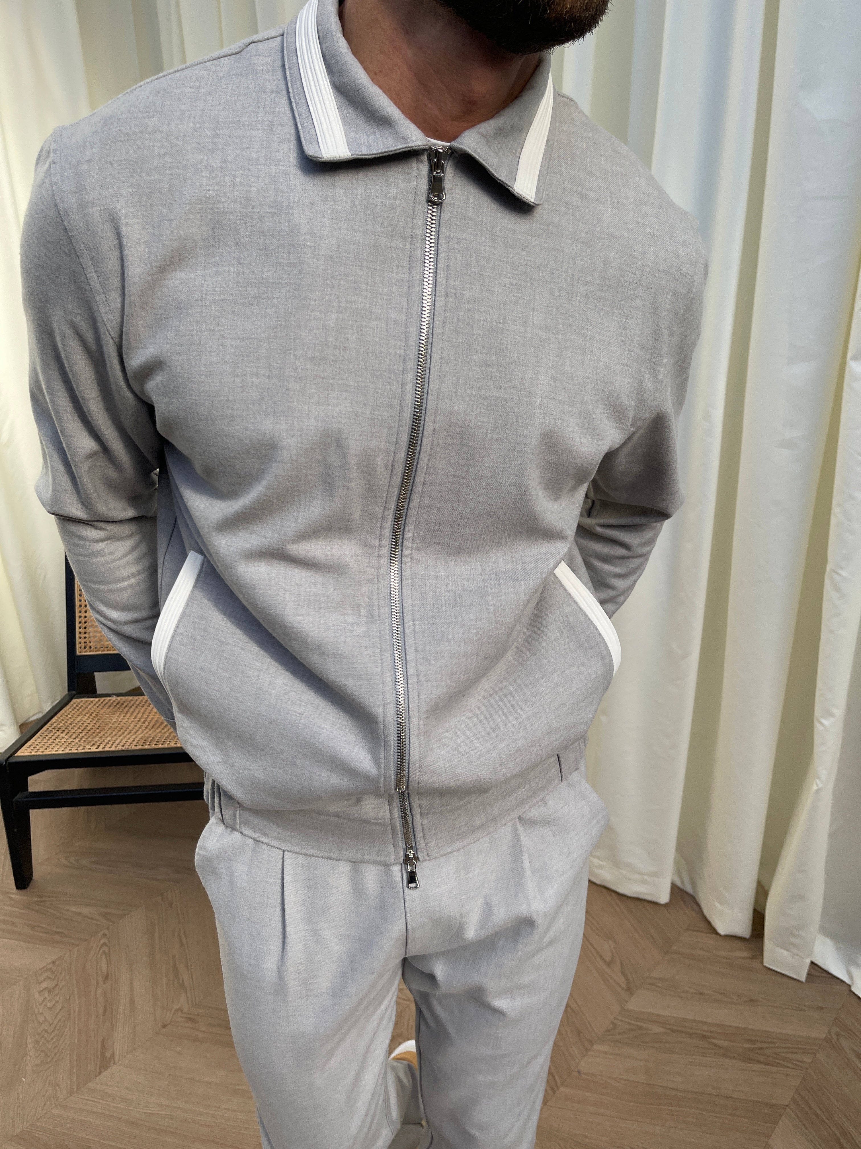 Amante Wool Zip Jacket Grey Marl