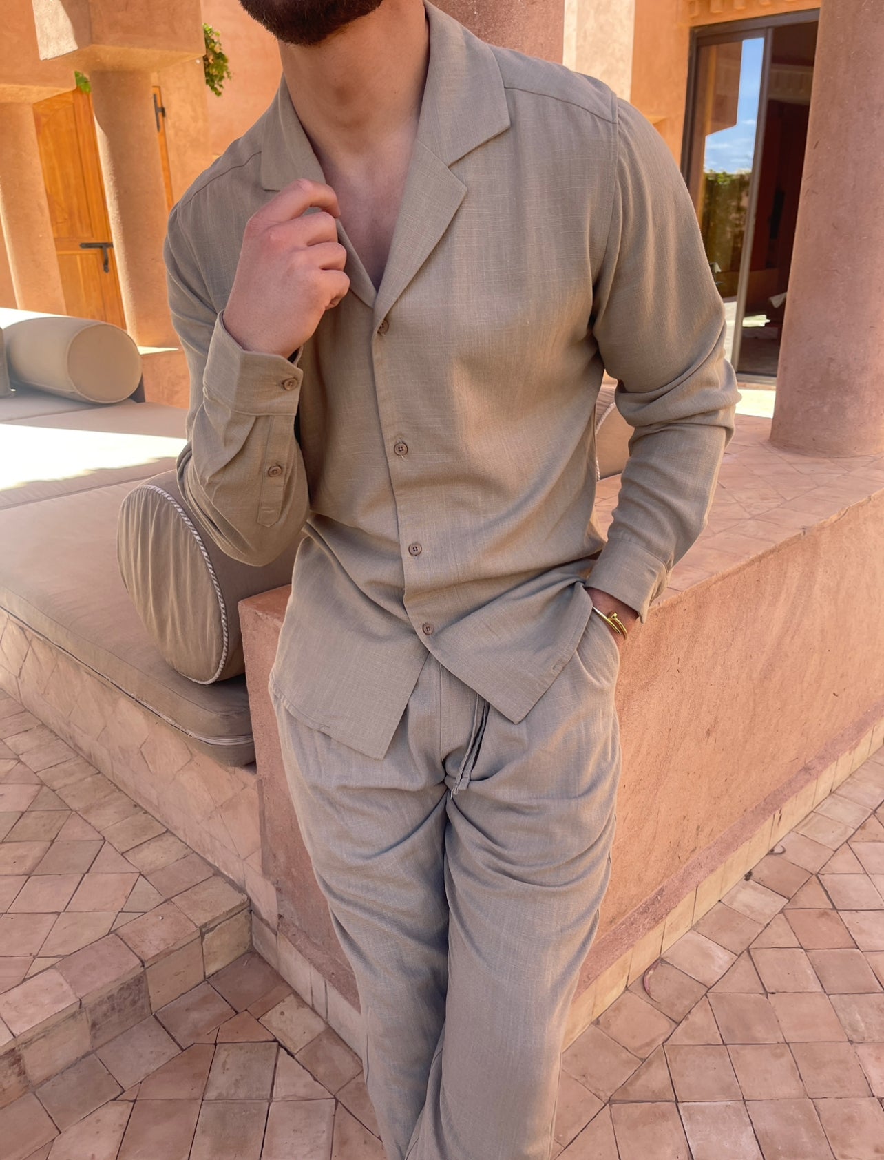 Olive Linen Trouser