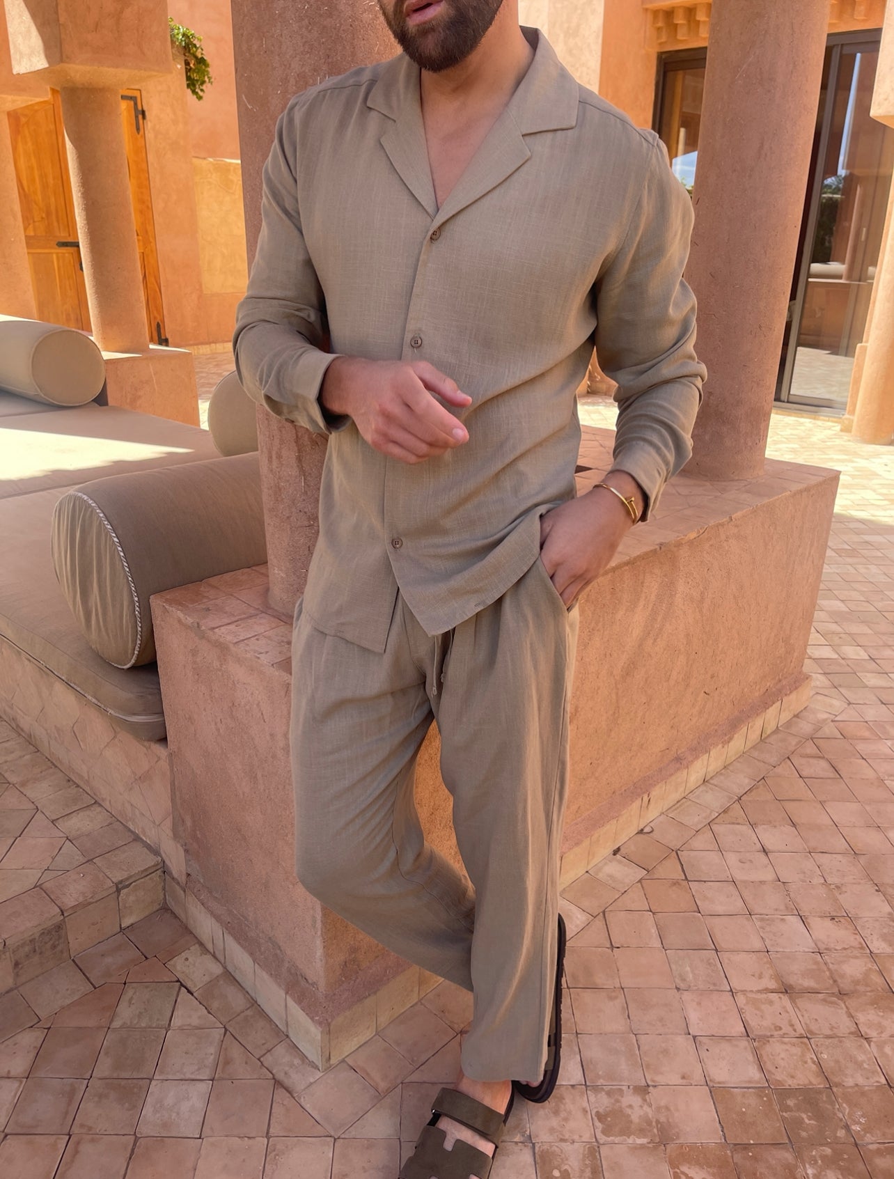 Olive Linen Trouser