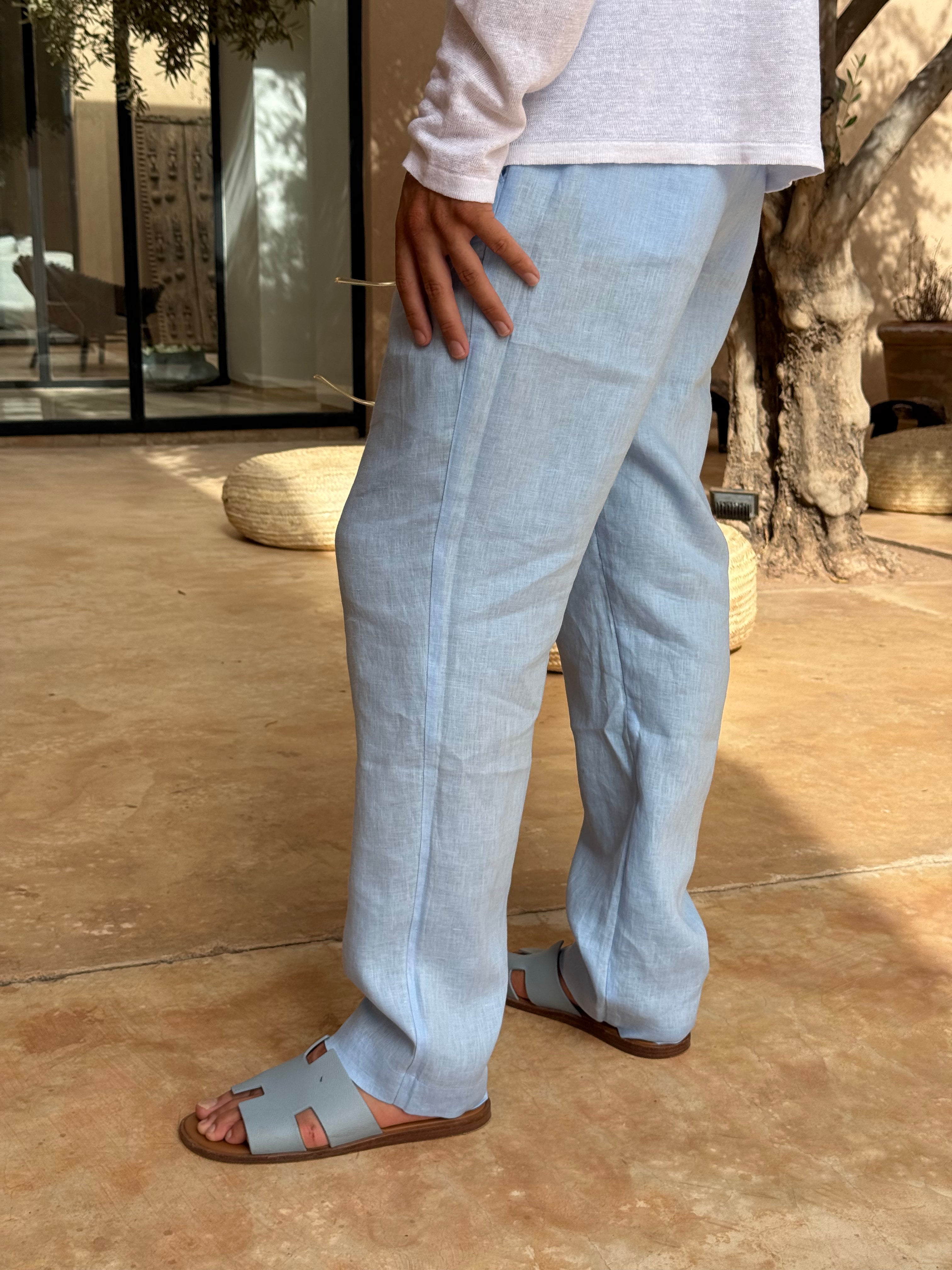 RIVÉ LINEN TROUSER SOFT BLUE