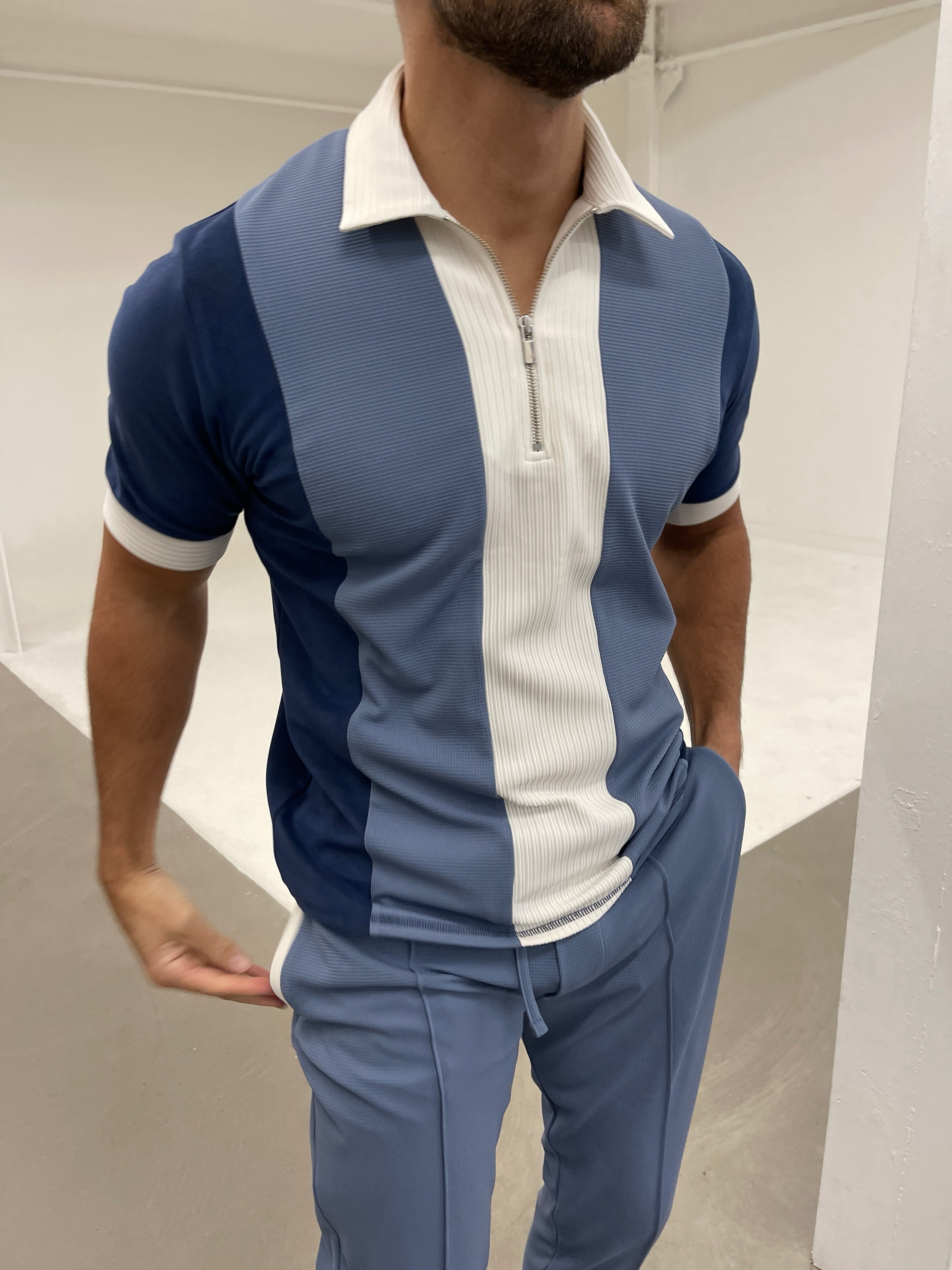 Cruz Zip Polo Blue