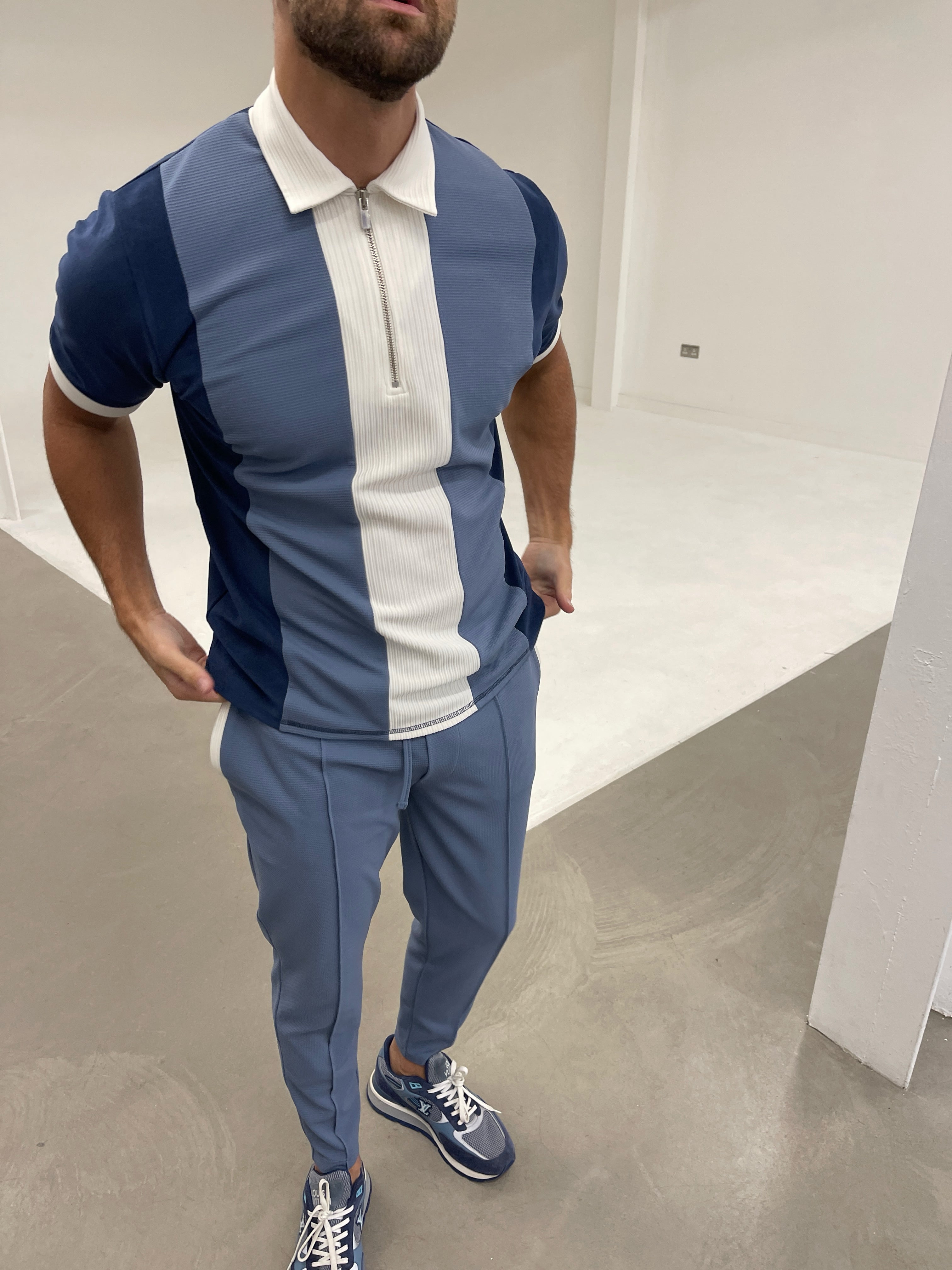 Cruz Zip Polo Blue