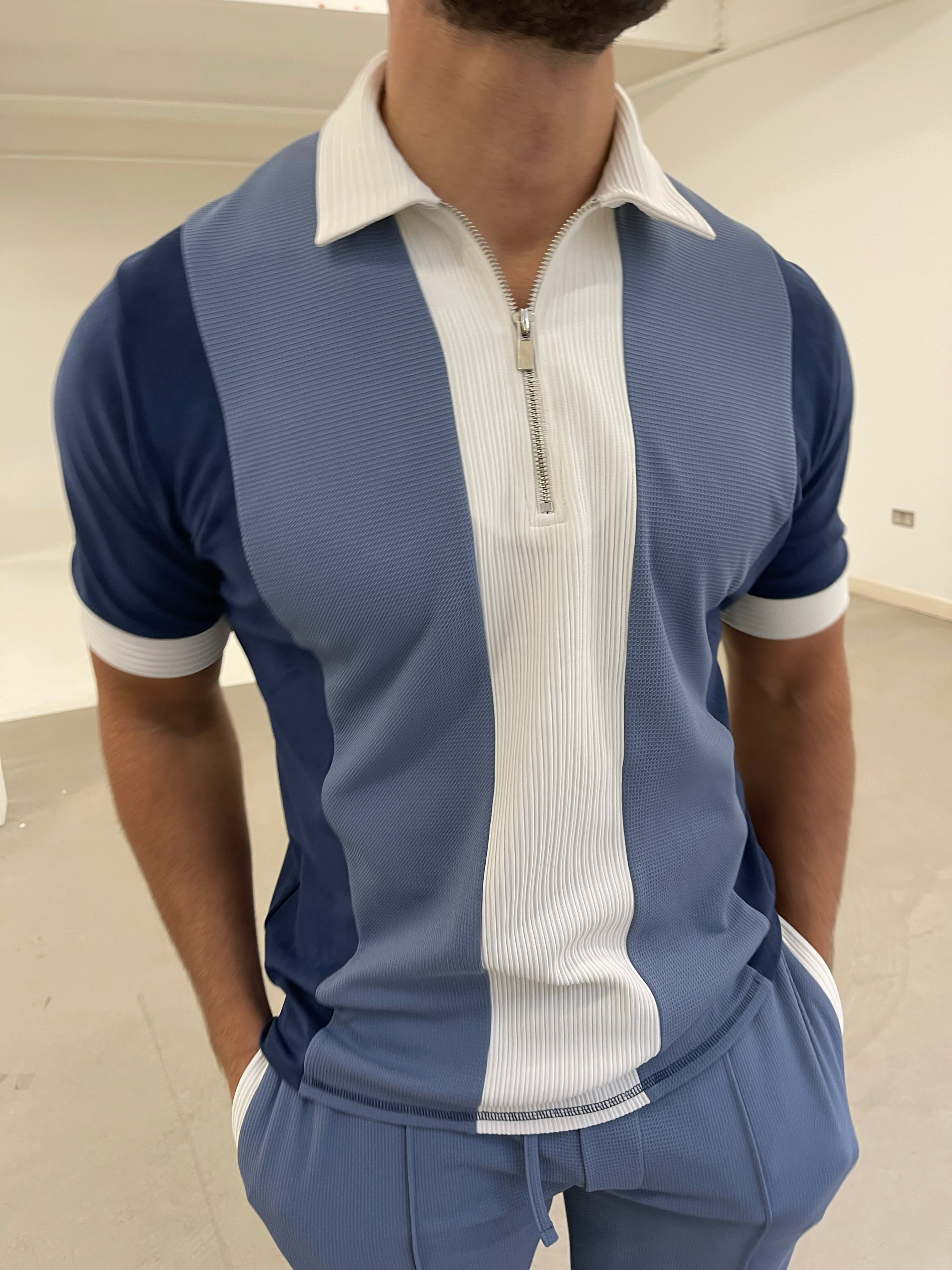 Cruz Zip Polo Blue