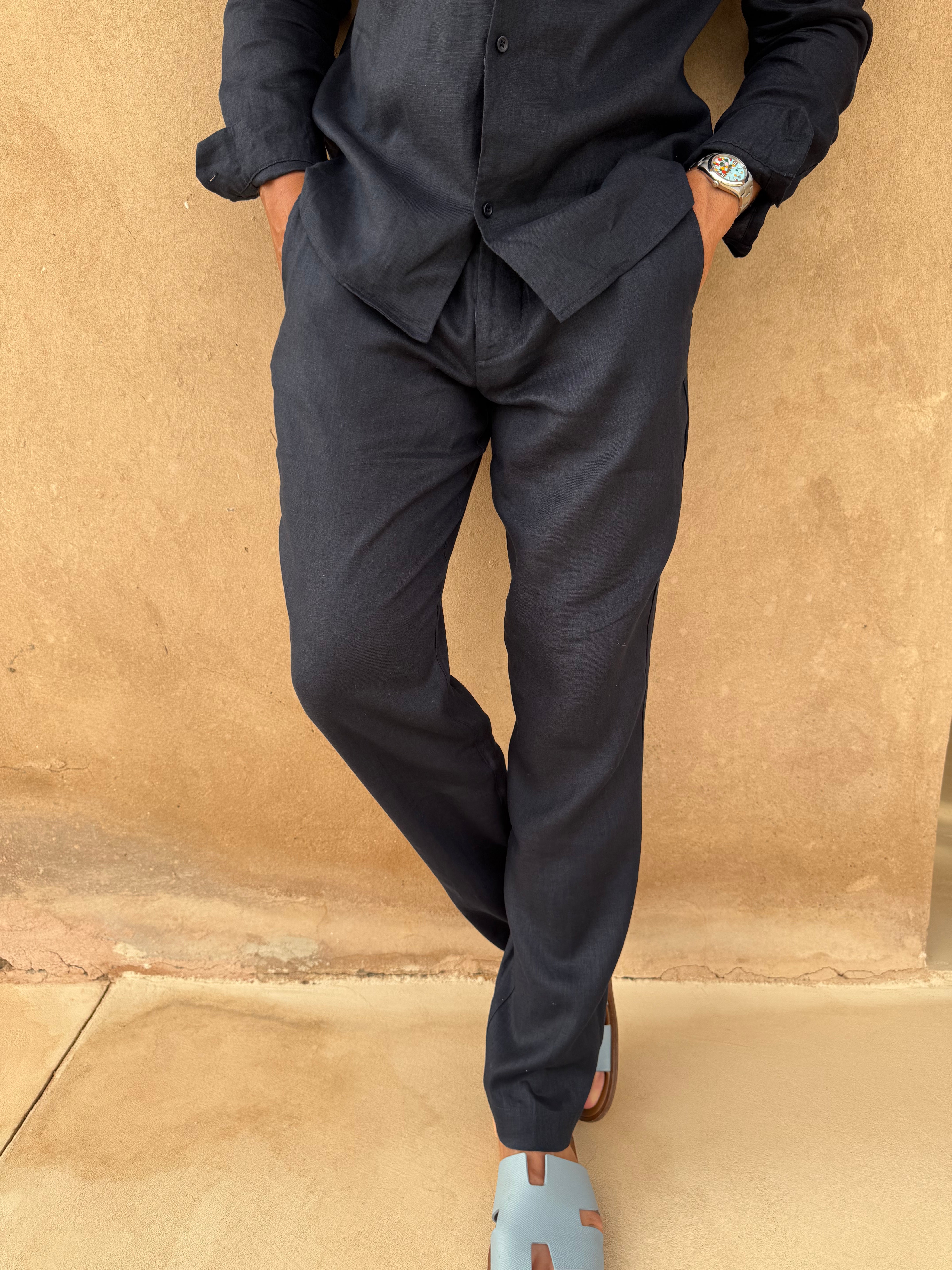 RIVÉ LINEN TROUSER NAVY