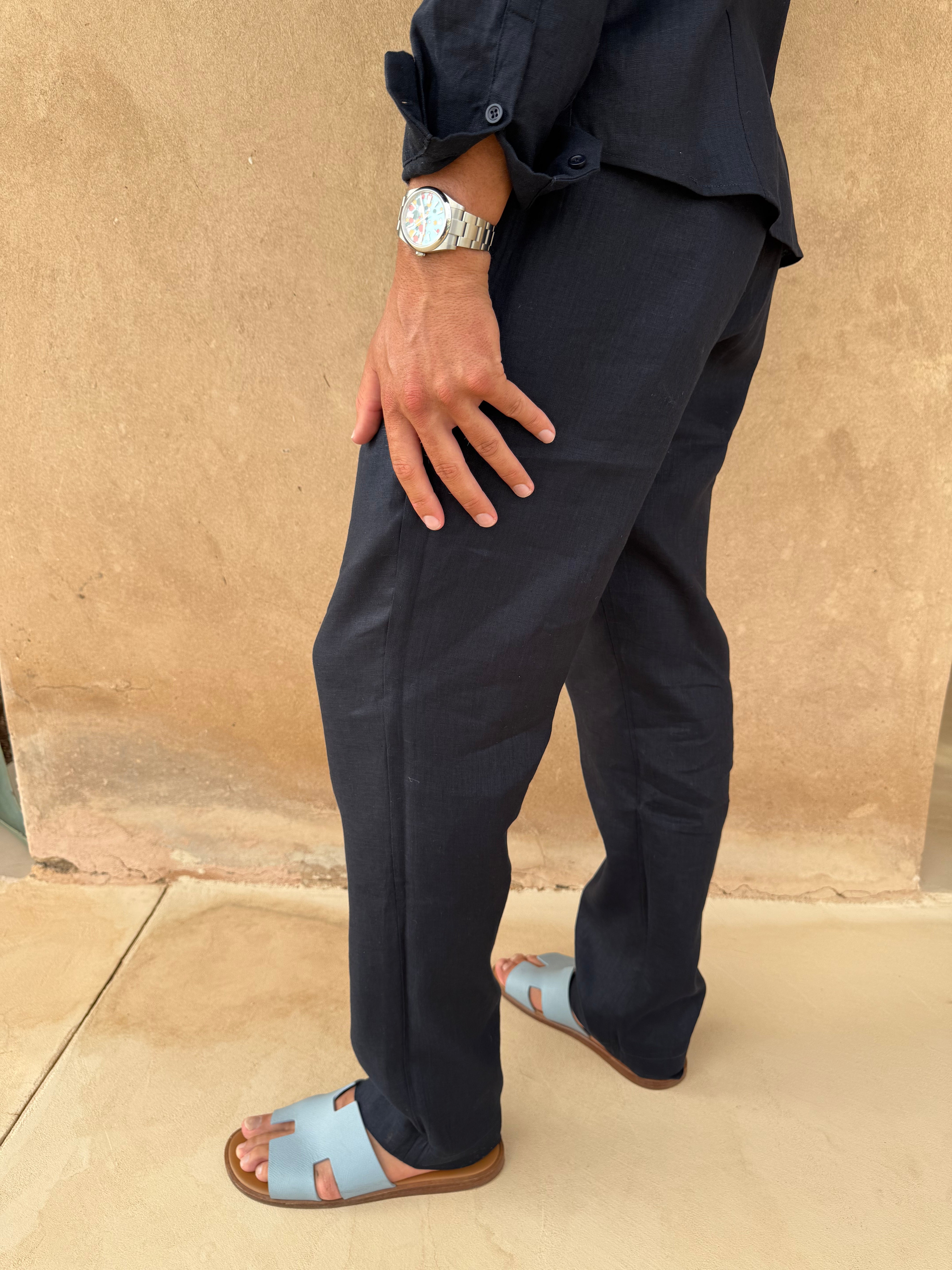 RIVÉ LINEN TROUSER NAVY