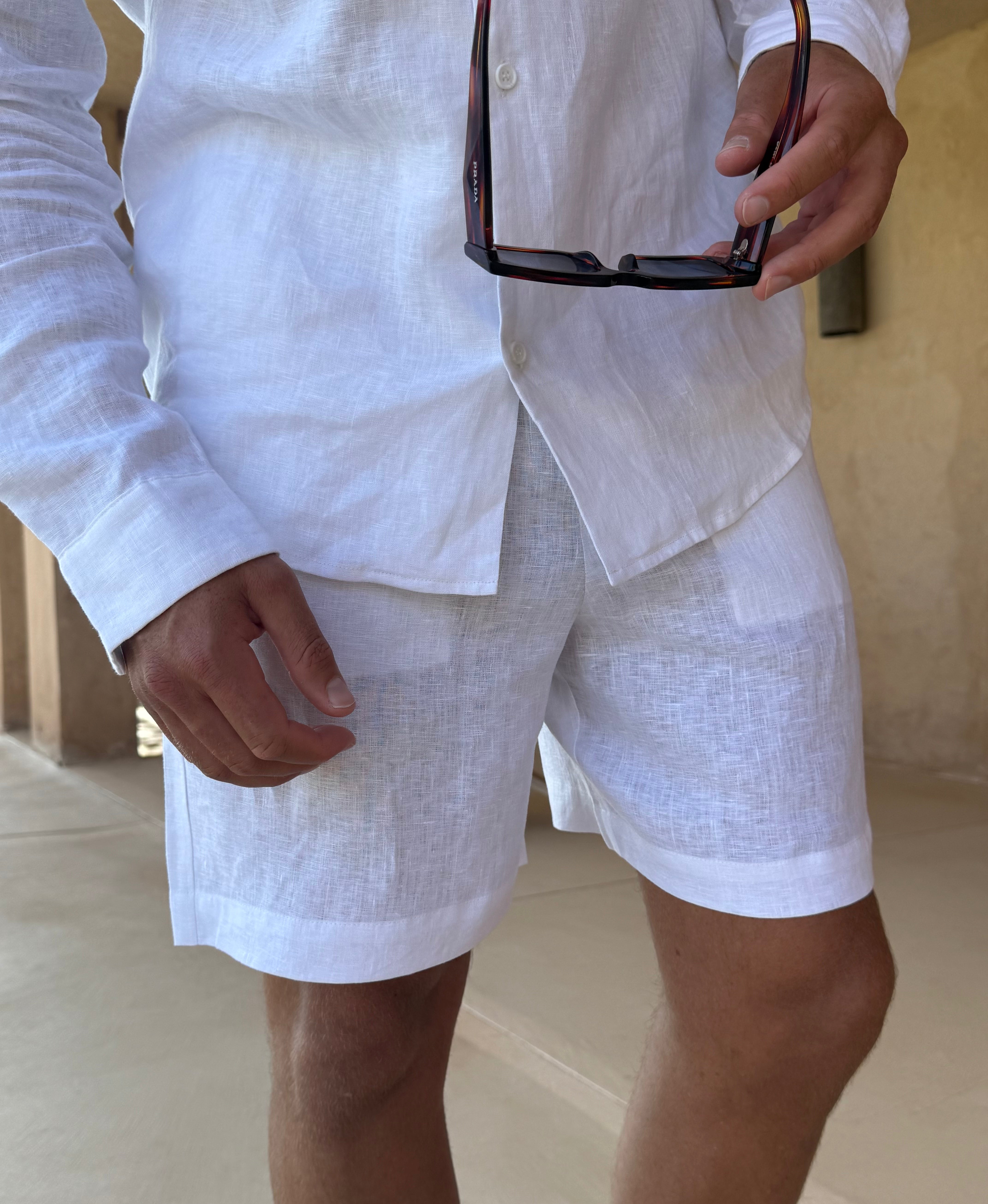 RIVÉ LINEN SHORTS WHITE