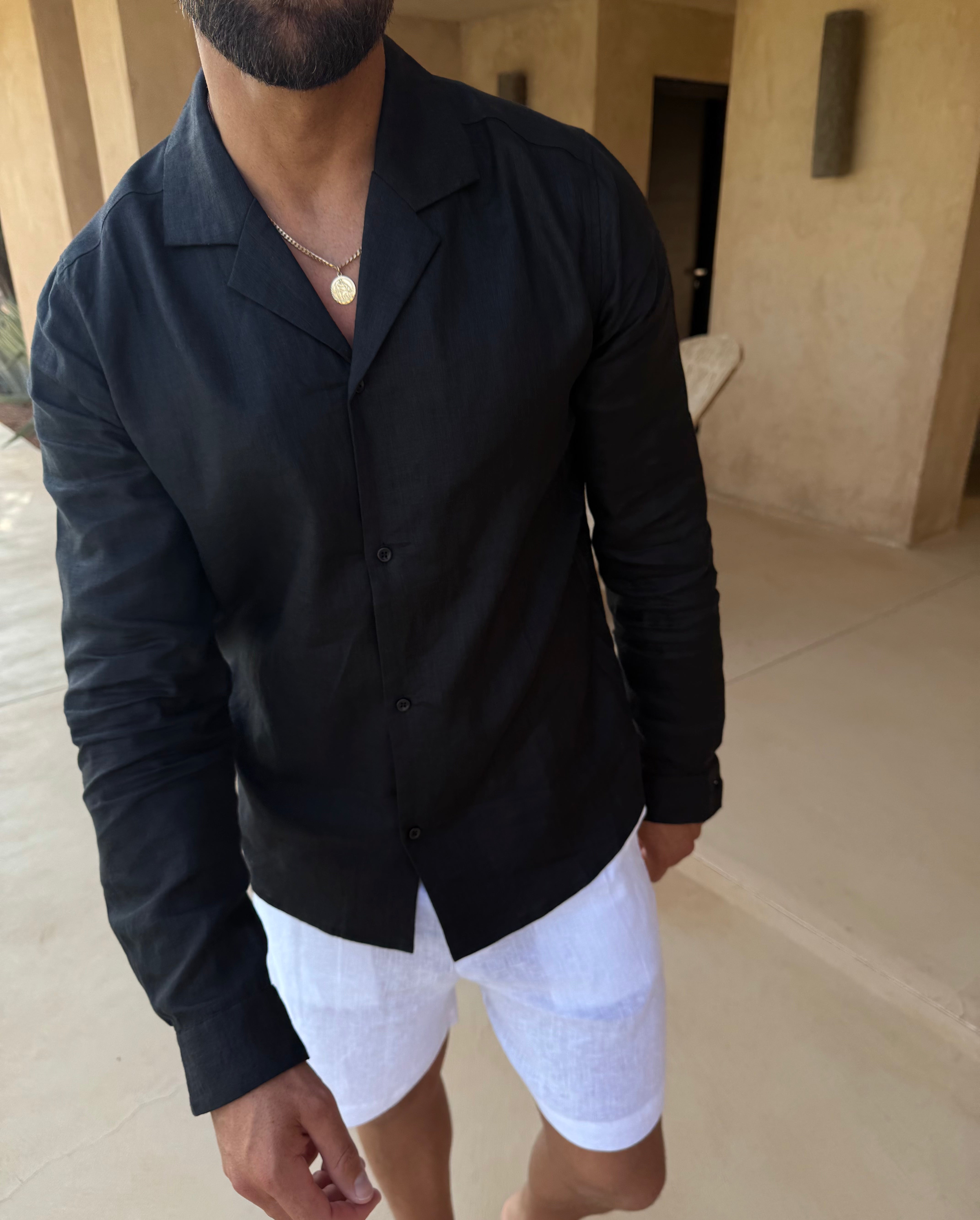 RIVEN LINEN SHIRT BLACK
