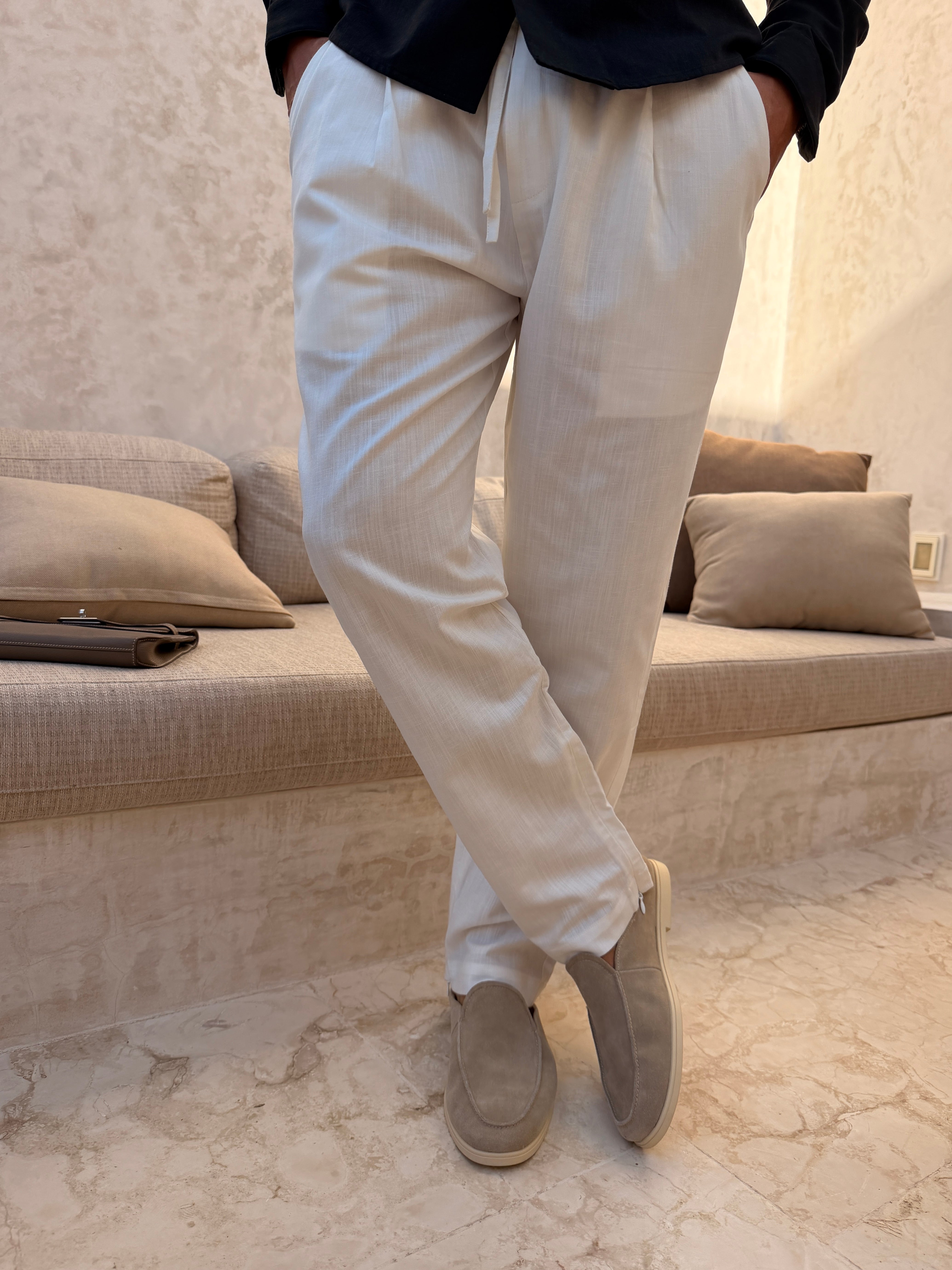 RIVÉ LINEN CLASSIC TROUSER WHITE