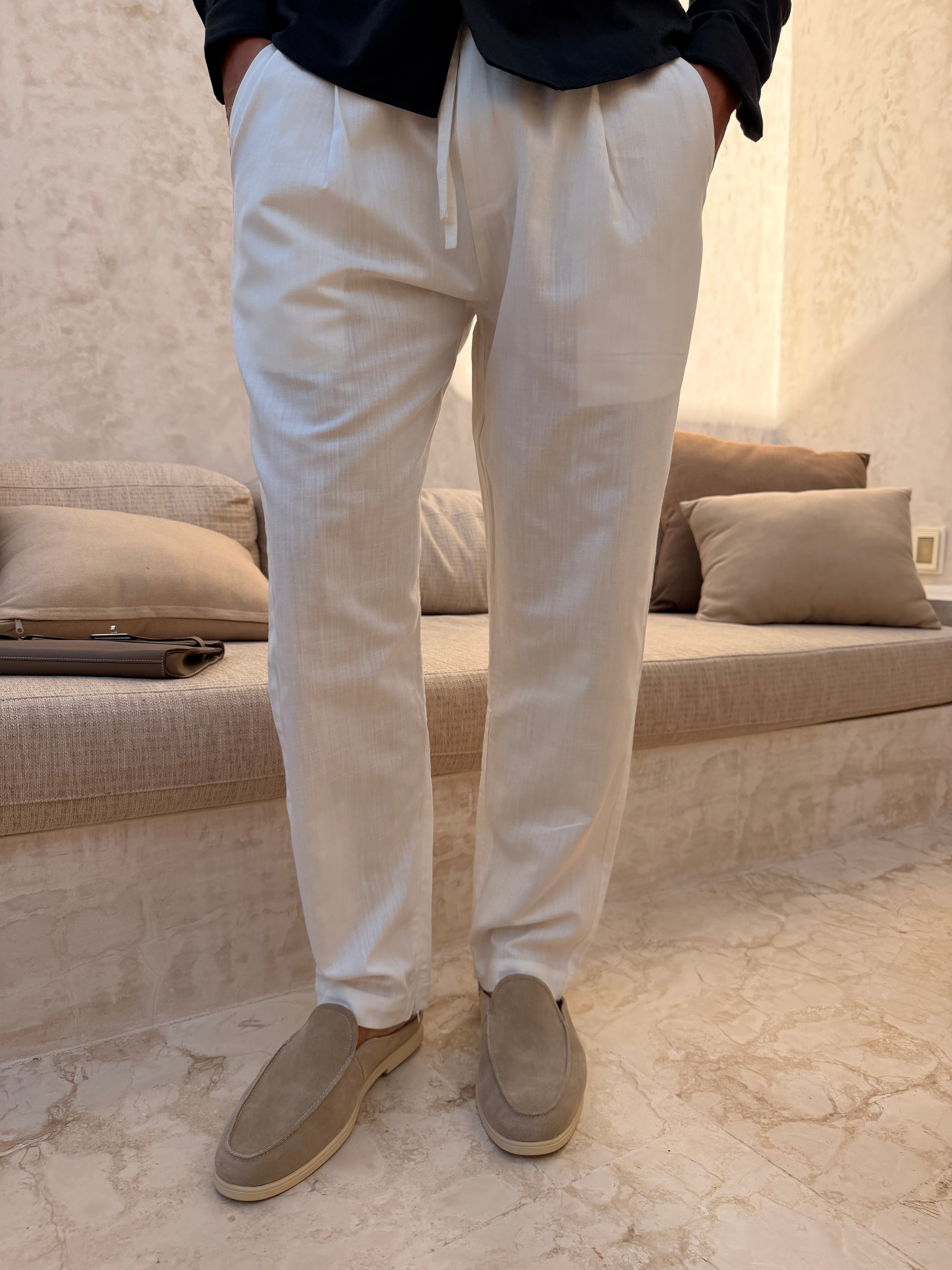 RIVÉ LINEN CLASSIC TROUSER WHITE