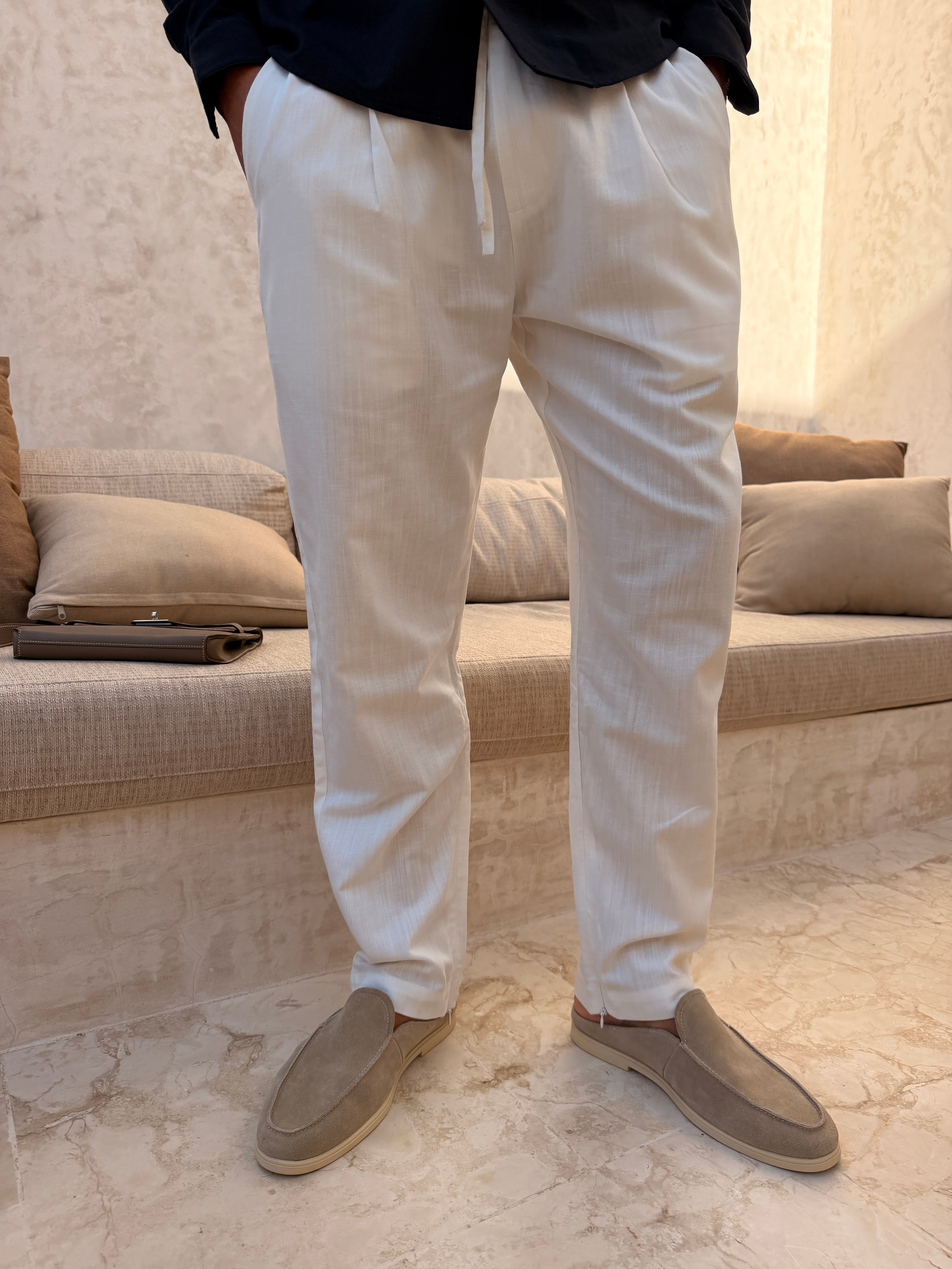 RIVÉ LINEN CLASSIC TROUSER WHITE