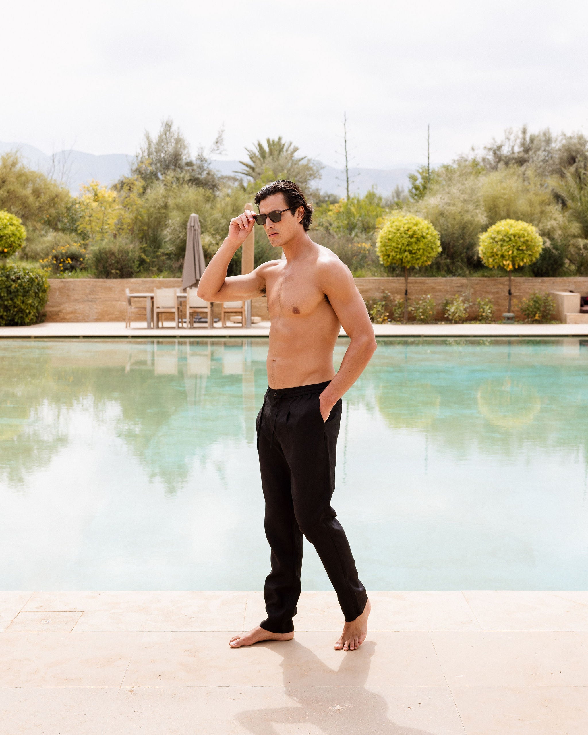 RESORT LINEN TROUSER BLACK