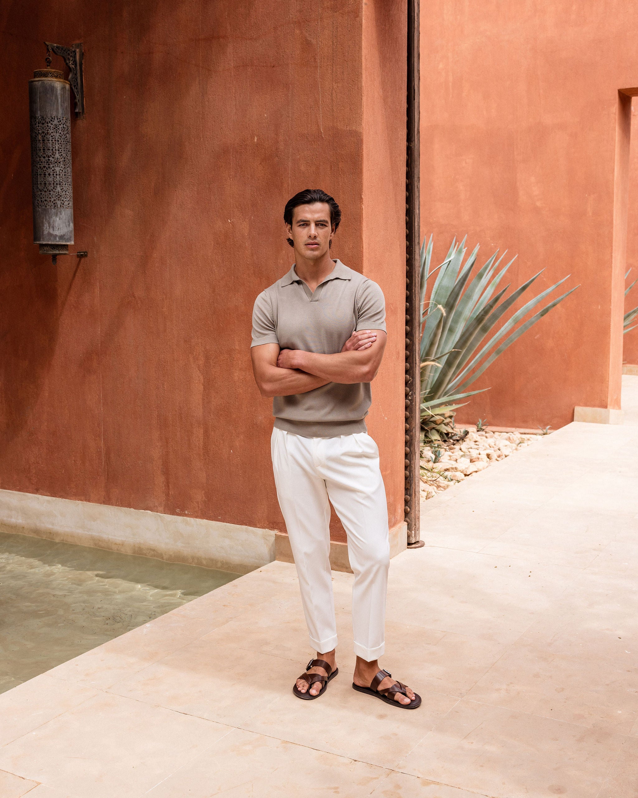 OPEN COLLAR POLO SAGE