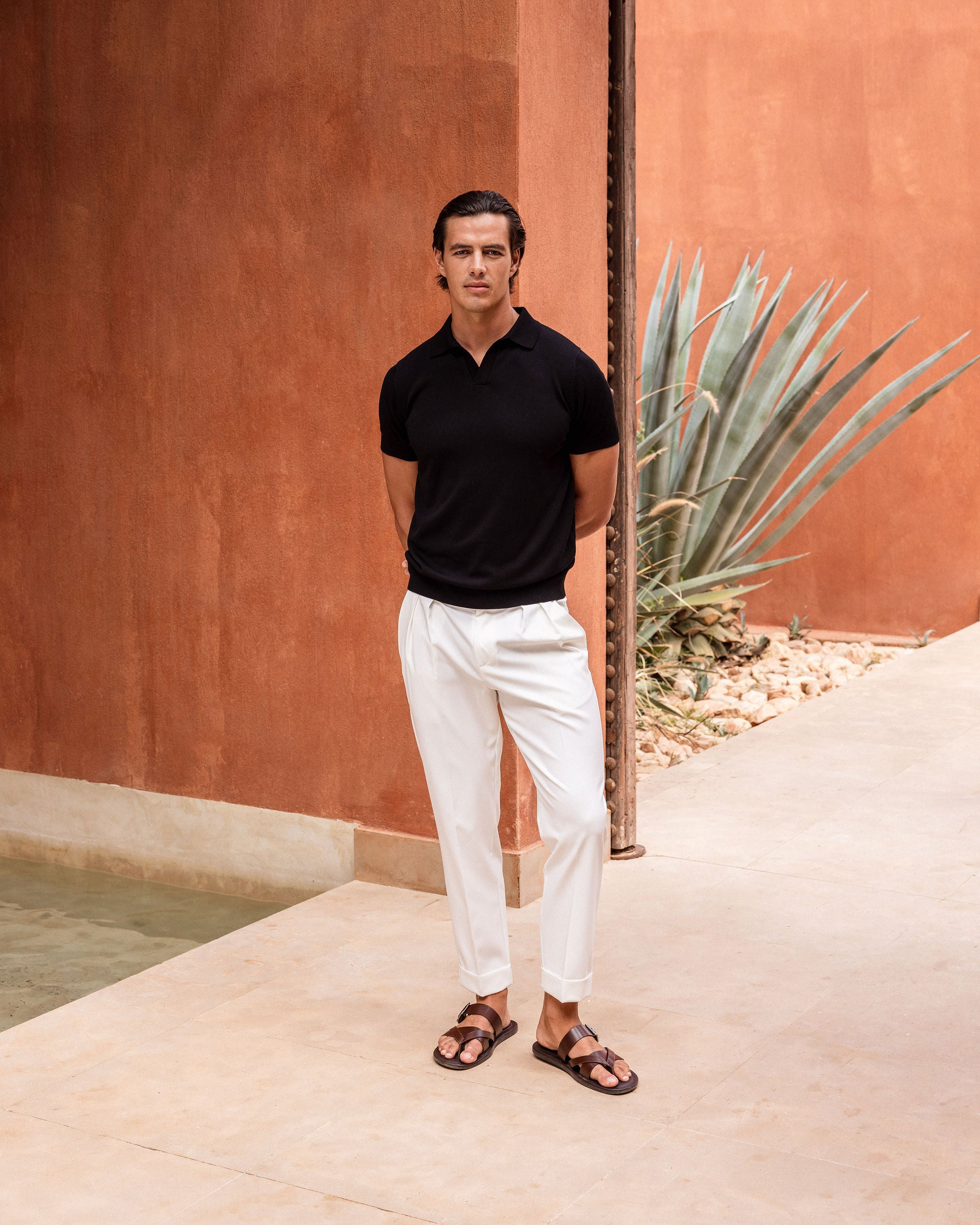 OPEN COLLAR POLO BLACK