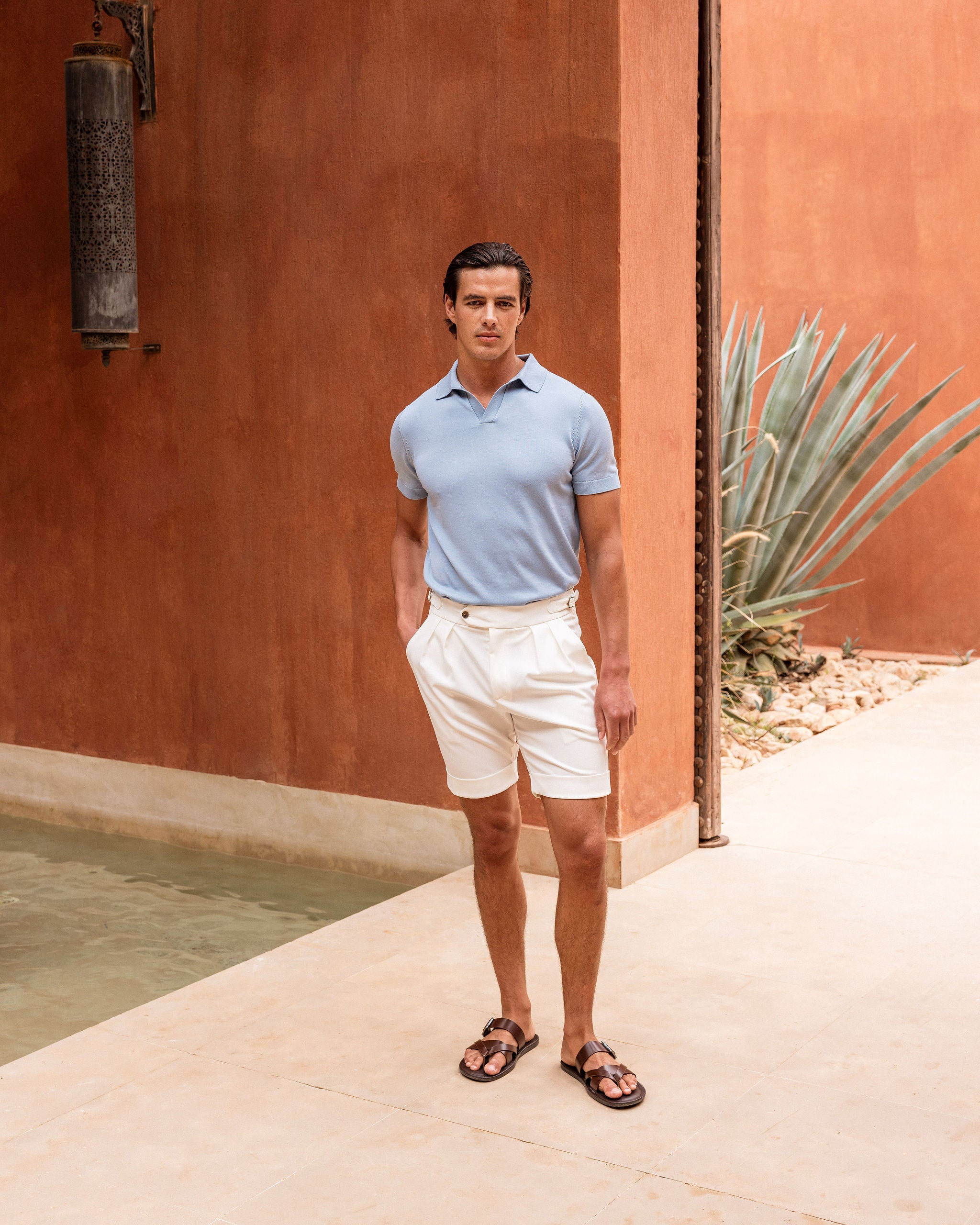 OPEN COLLAR POLO SOFT BLUE