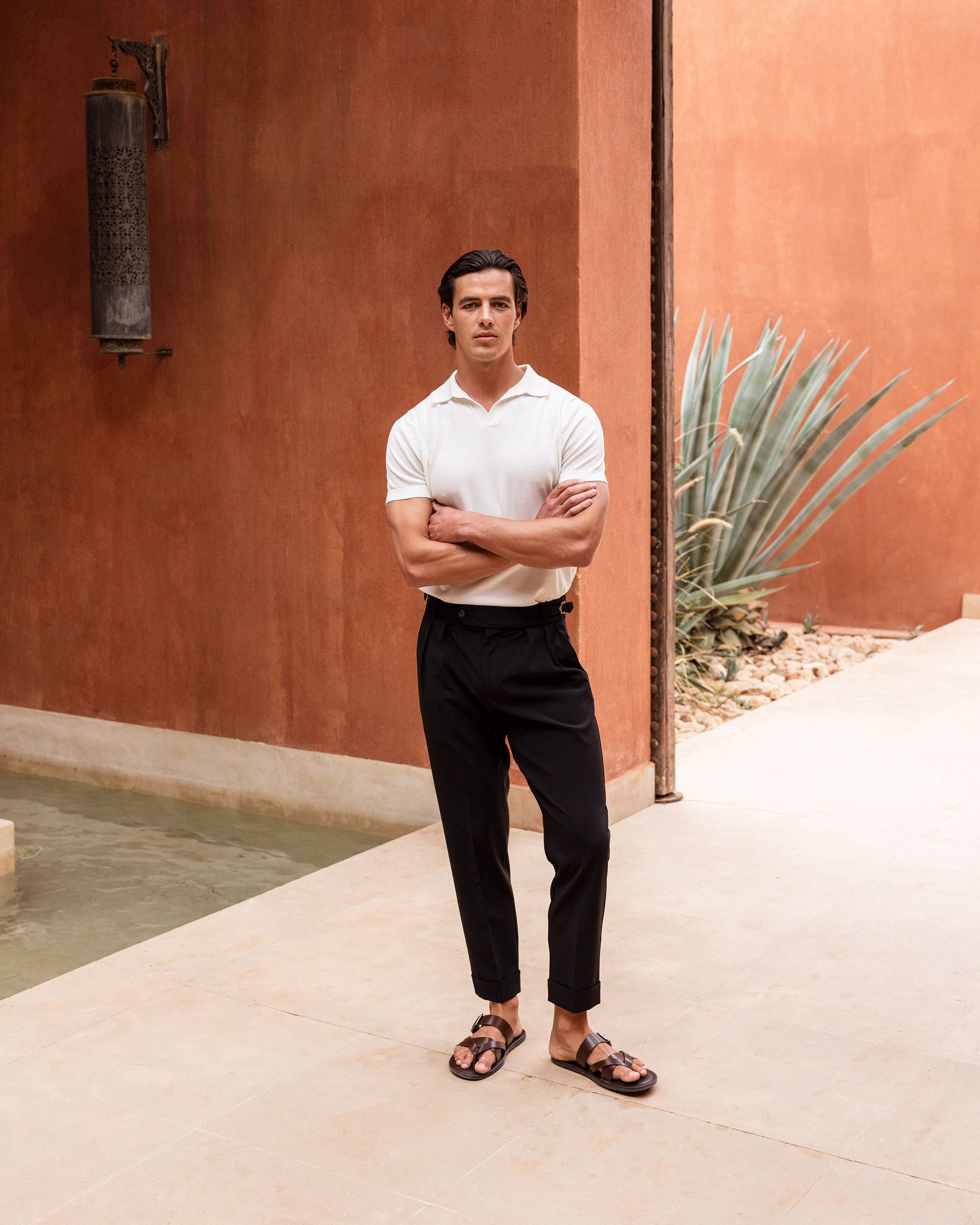 Black Oxford Pleated Trouser