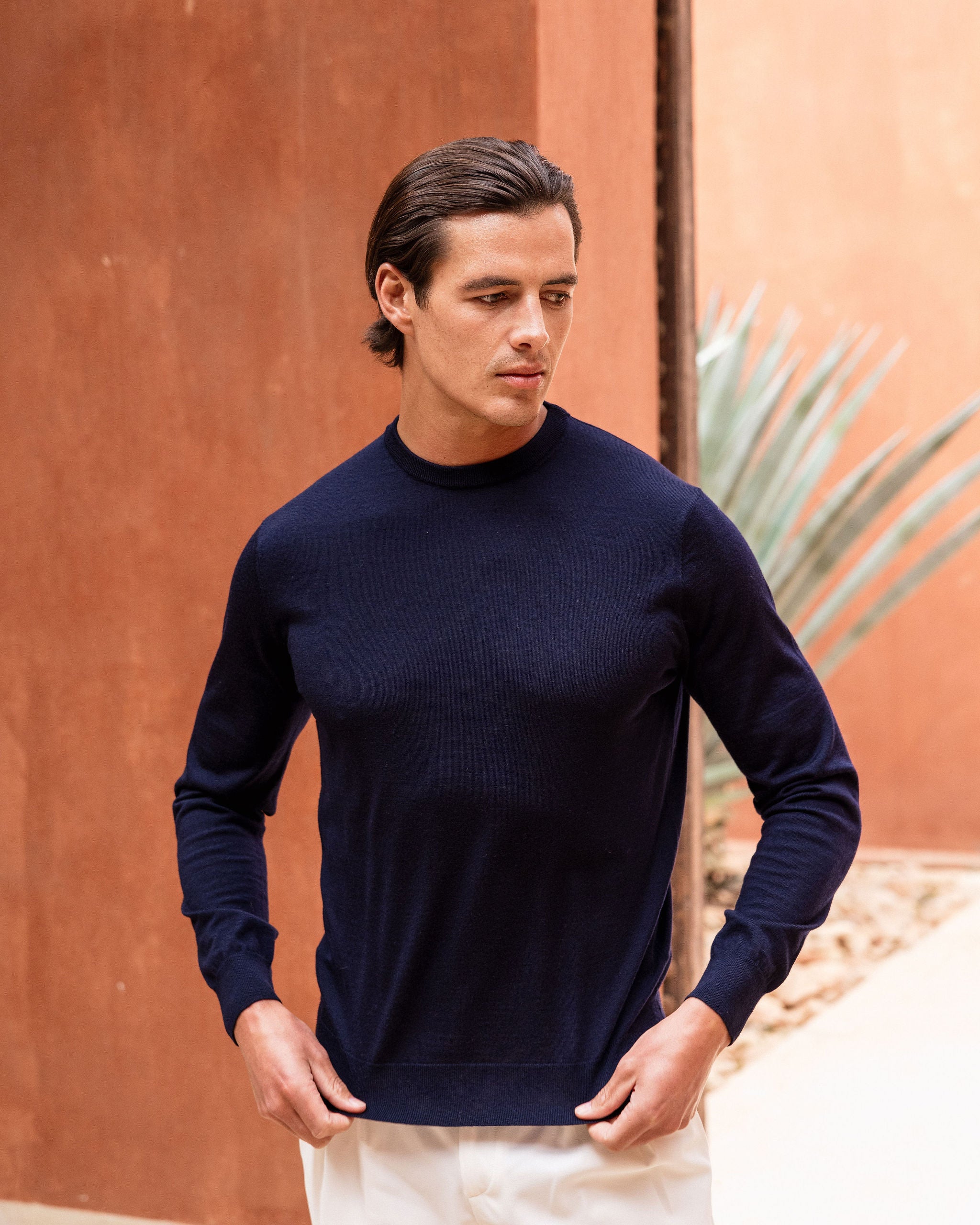 MERINO KNIT CREWNECK NAVY