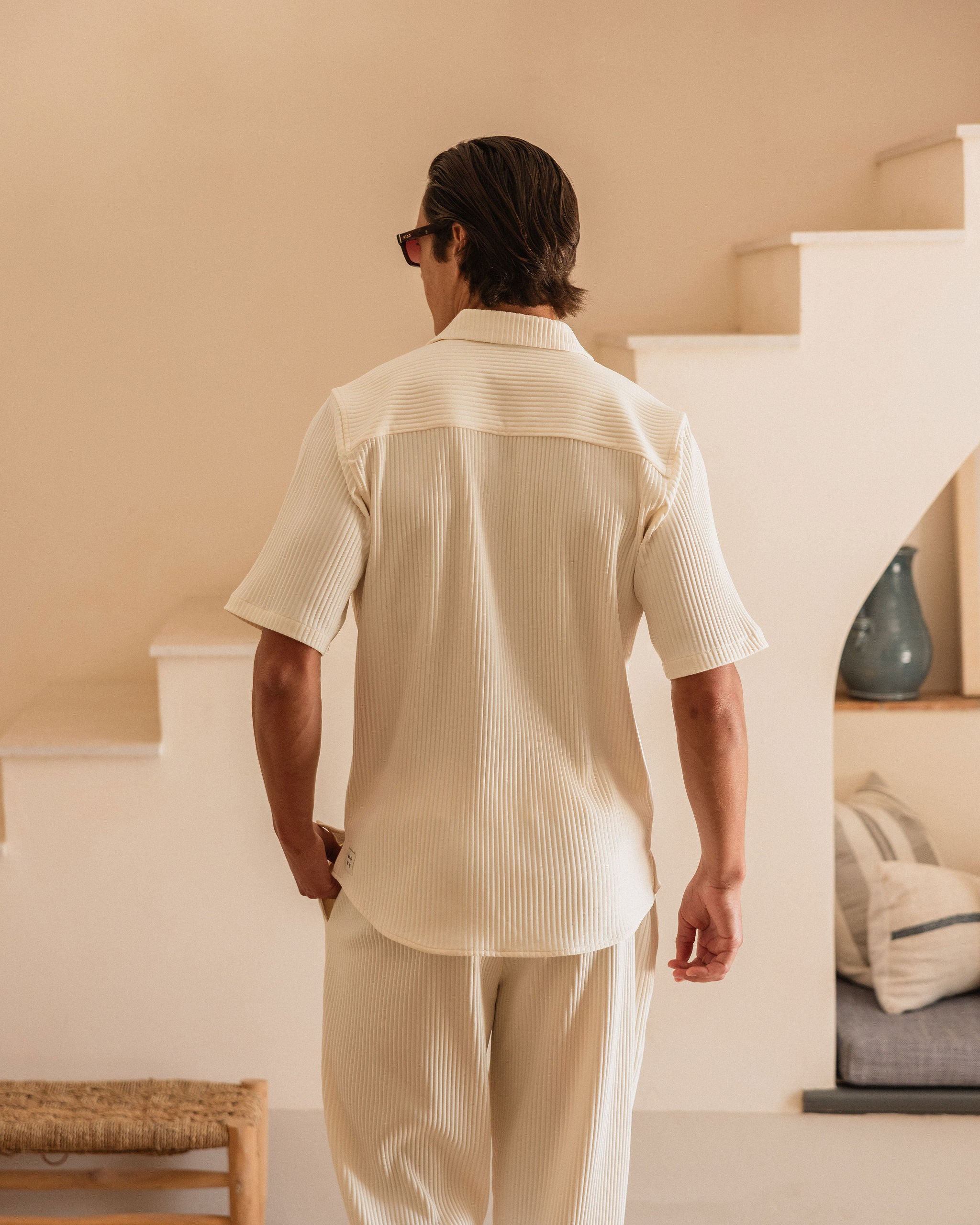 PLEAT SHIRT SS ECRU